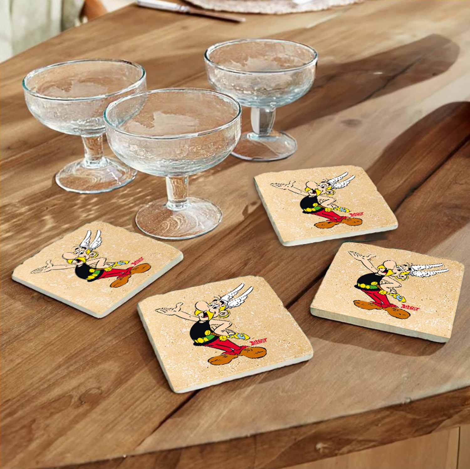 LuckyLinde Getränkeuntersetzer »Asterix Motiv Fliesen Steine«, (Set, 4 tlg. günstig online kaufen