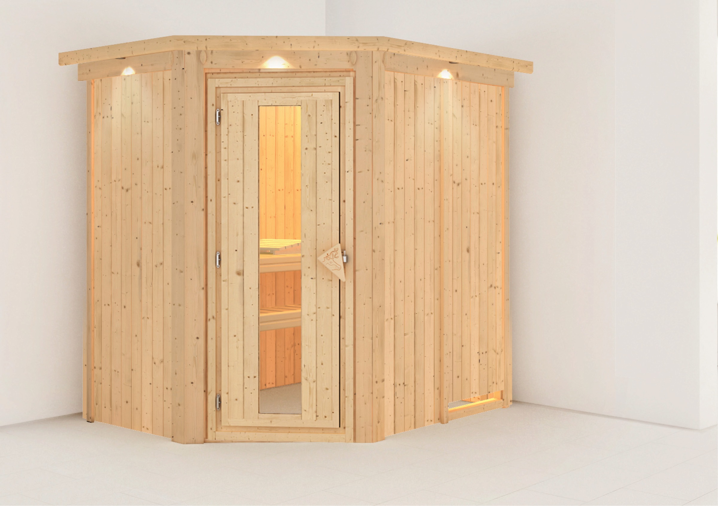 Karibu Sauna »Swantje«, 3,6-kW-Plug & Play Ofen mit integrierter Steuerung