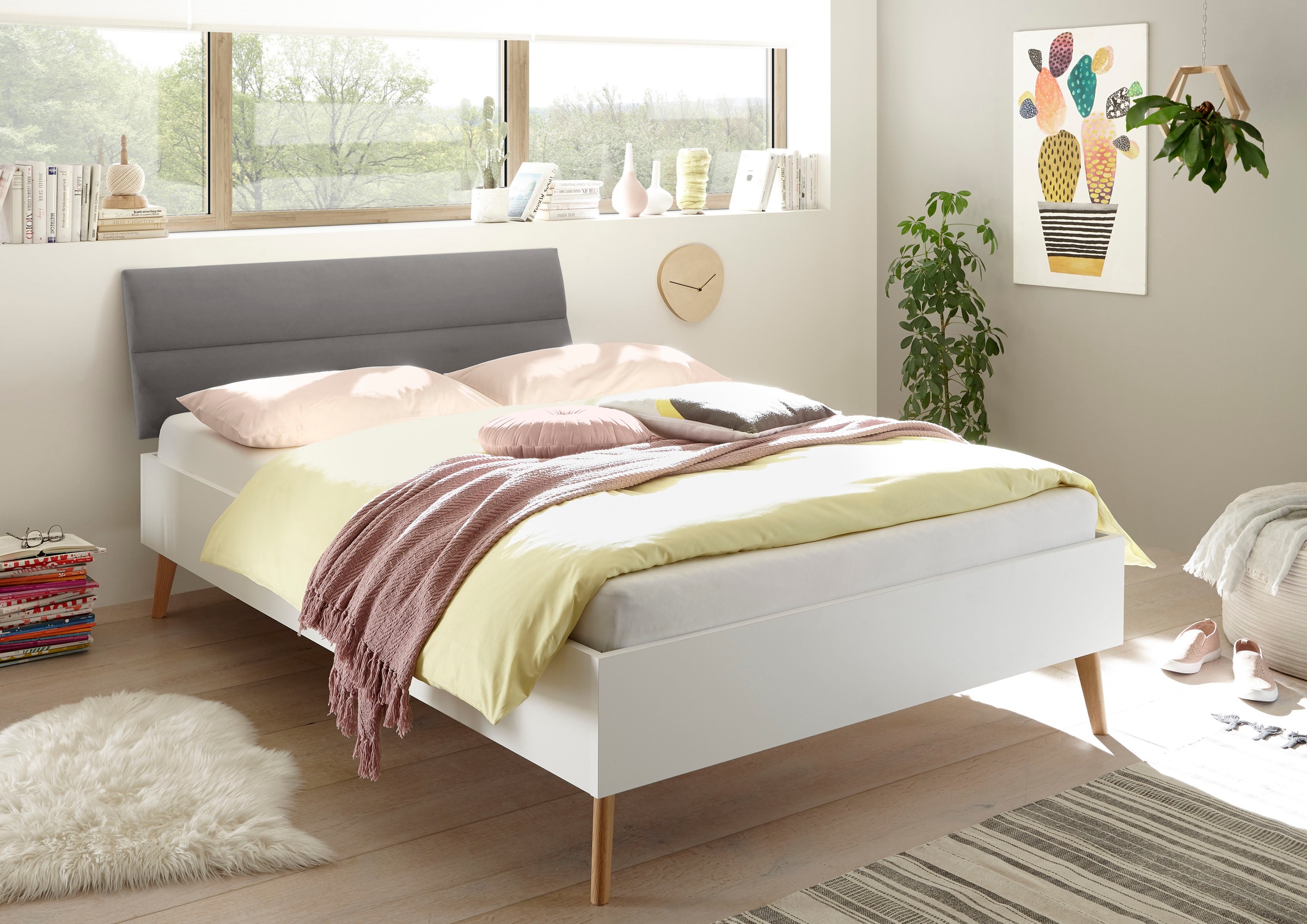 andas Einzelbett »MERLE Bett im skandinavischen Design, Bettgestell mit Mas günstig online kaufen