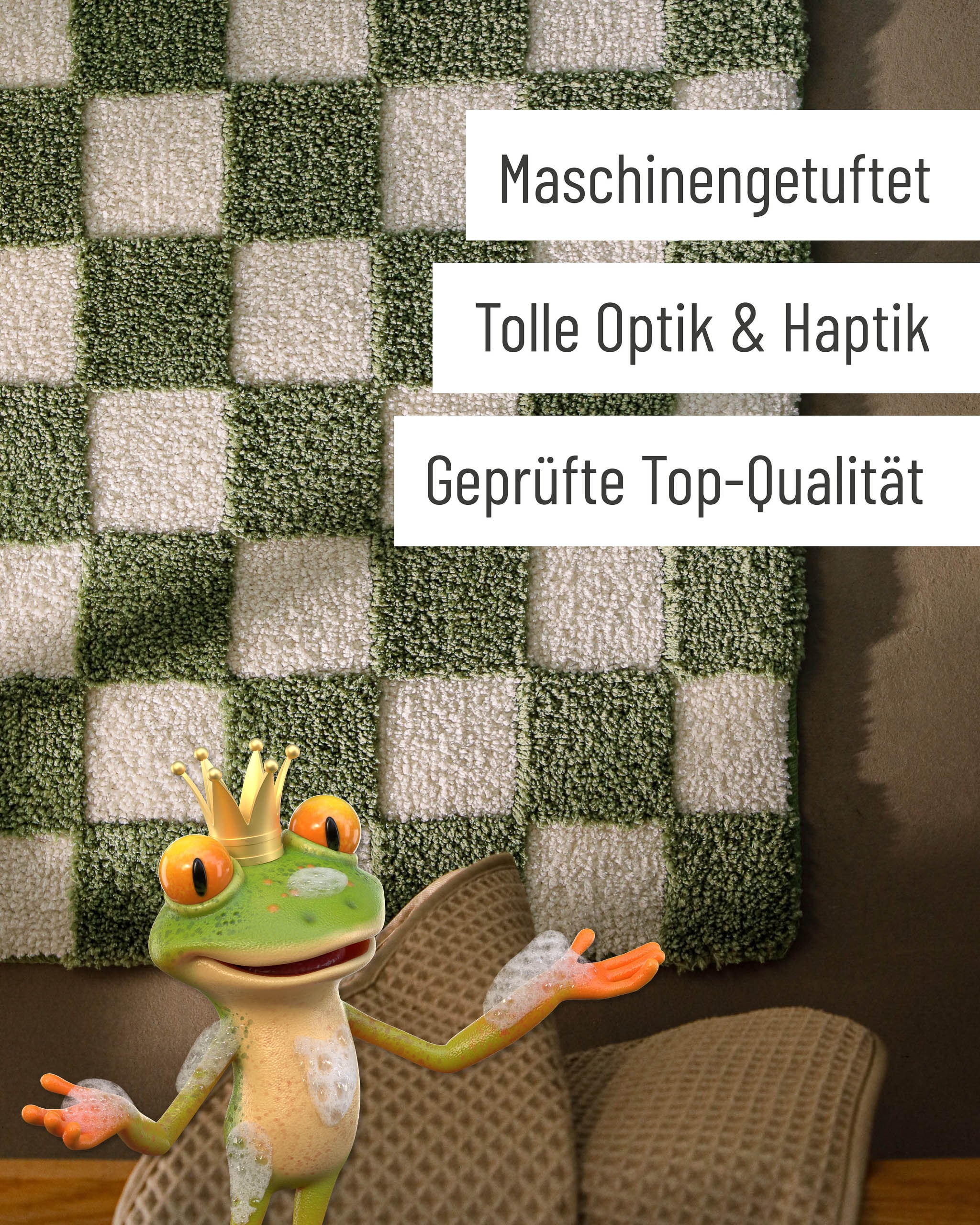 Wecon home Badematte »Bobbi« Höhe 25 mm rutschhemmend beschichtet schnell trocknend Badteppich, Schachbrett-Design, weich, rutschhemmend, waschbar