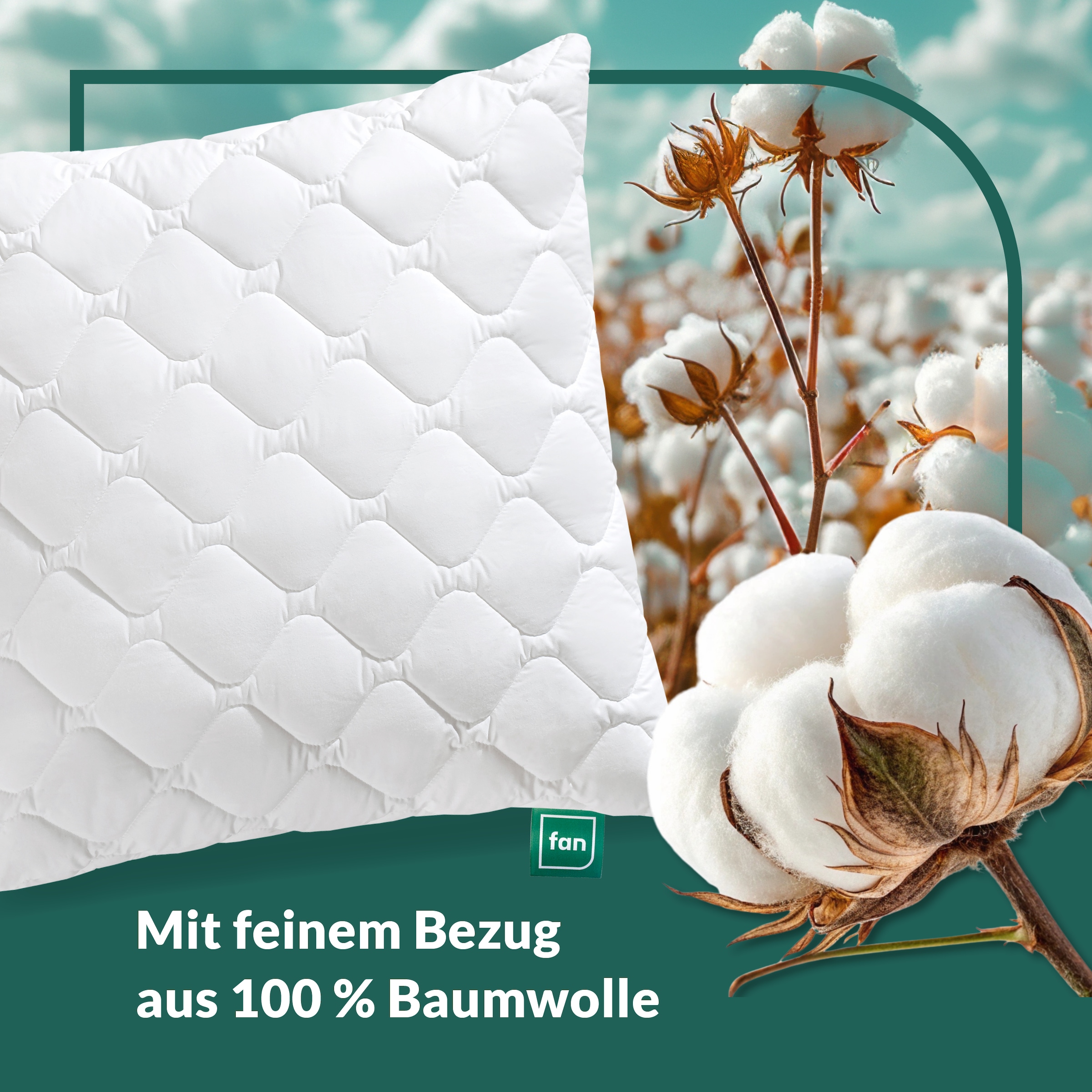 fan Microfaserkissen »Kansas, mit Baumwollbezug und Reißverschluss« Füllung: 100% Microfaser 1 Stk. tlg. in 40x80 oder 80x80 cm, Kopfkissen aus Microfaser, Made in Germany