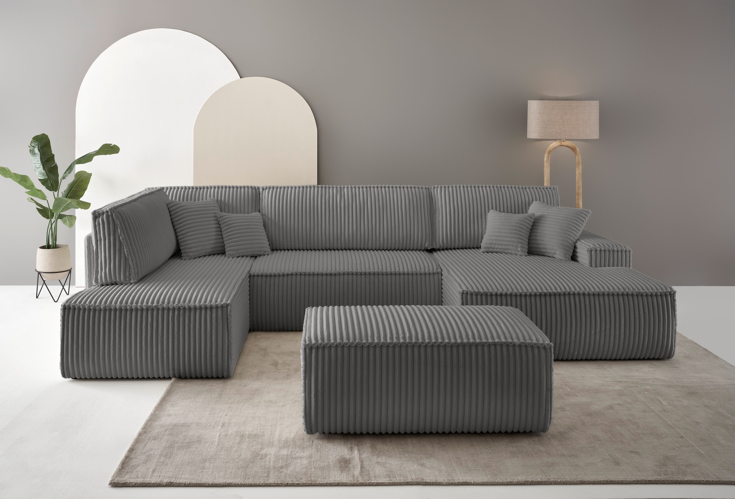 andas Wohnlandschaft »FINNLEY, U-Form XXL 329 cm, Schlafsofa, Schlaffunktio günstig online kaufen