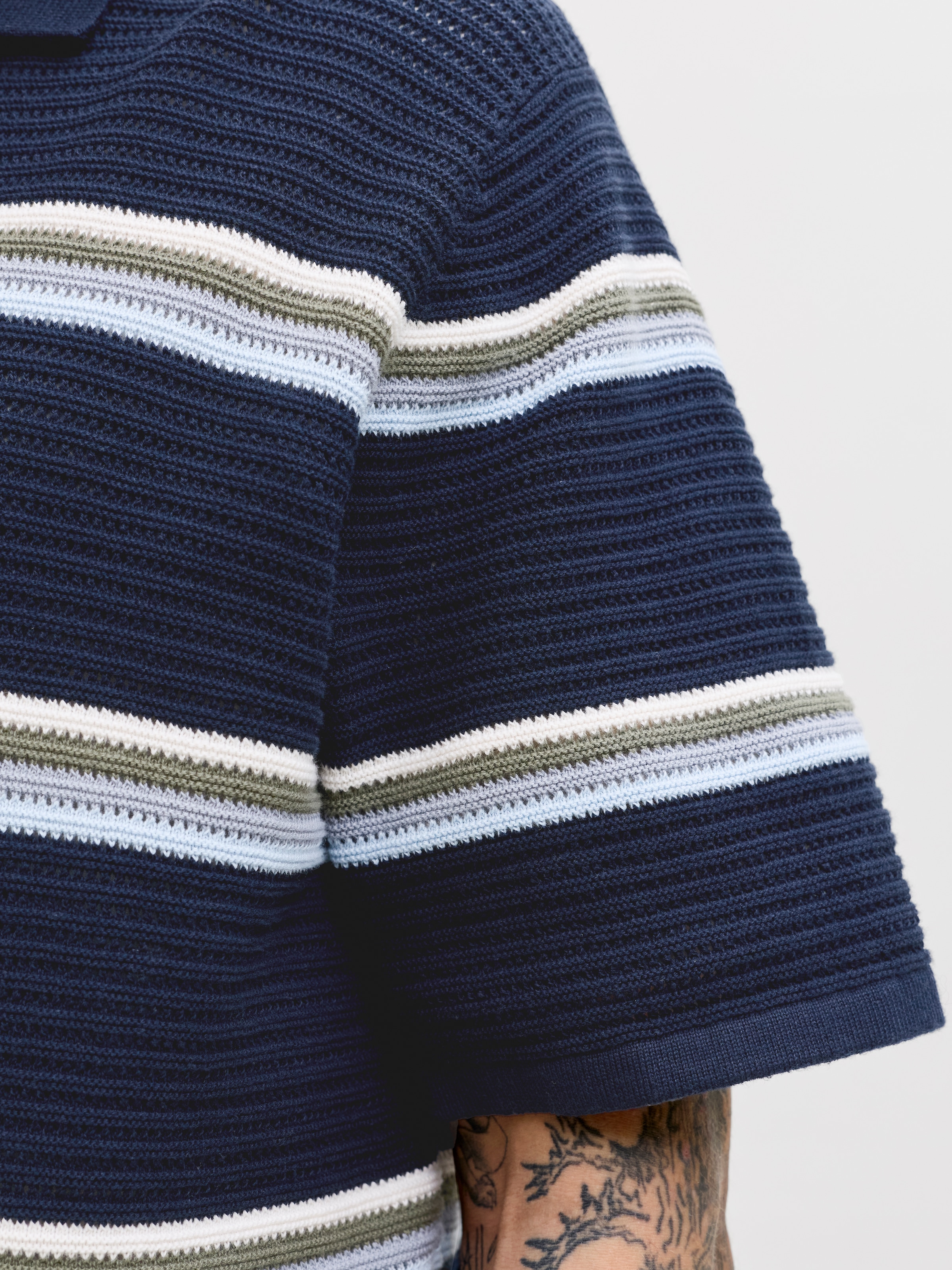 Jack & Jones Polokragenpullover »JORMAINE KNIT STRIPE POLO SN« Baumwolle, relaxed fit