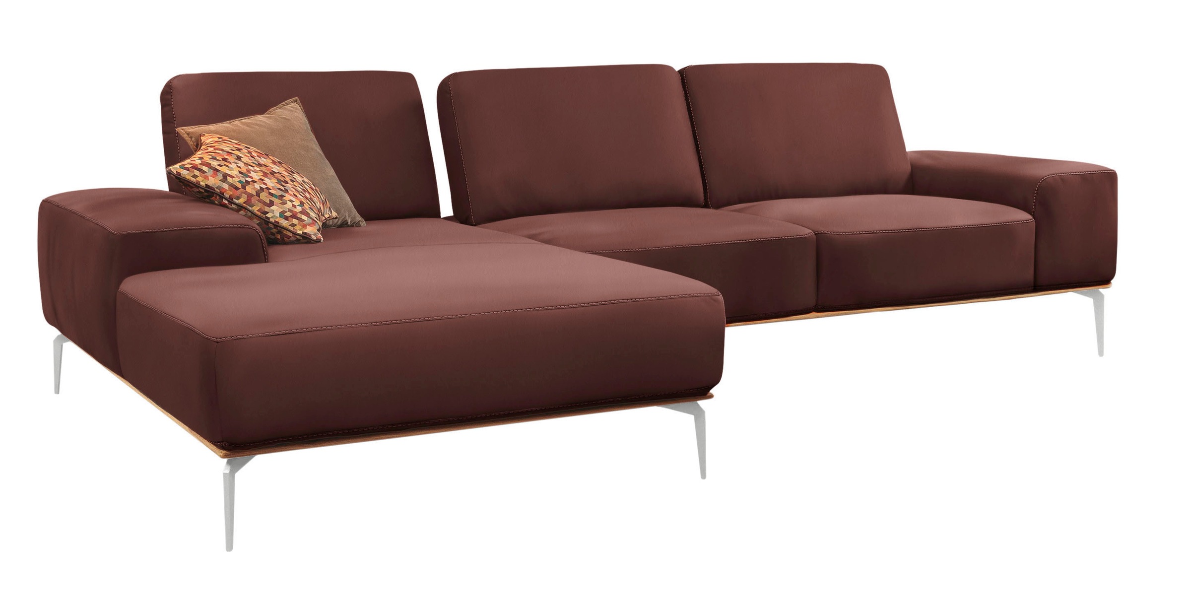 W.SCHILLIG Ecksofa »run, Designsofa mit tollem Sitzkomfort, bequem, L-Form«, mit elegantem Holzsockel, Füße in Chrom glänzend, Breite 319 cm