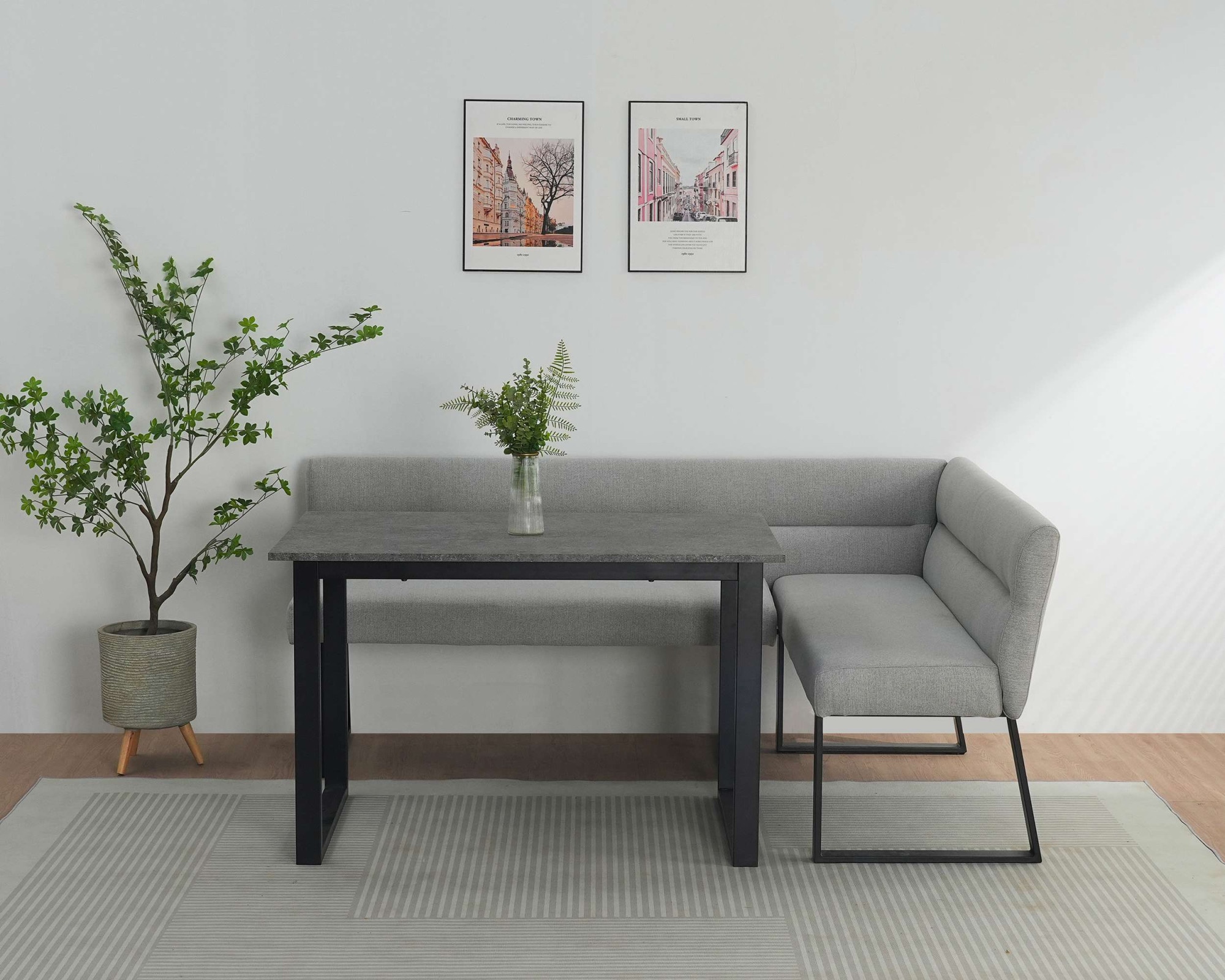 OTTO home Essbank »Ivanna« schwarzes Metallgestell, Webstoff Bezug, Breite 193/152