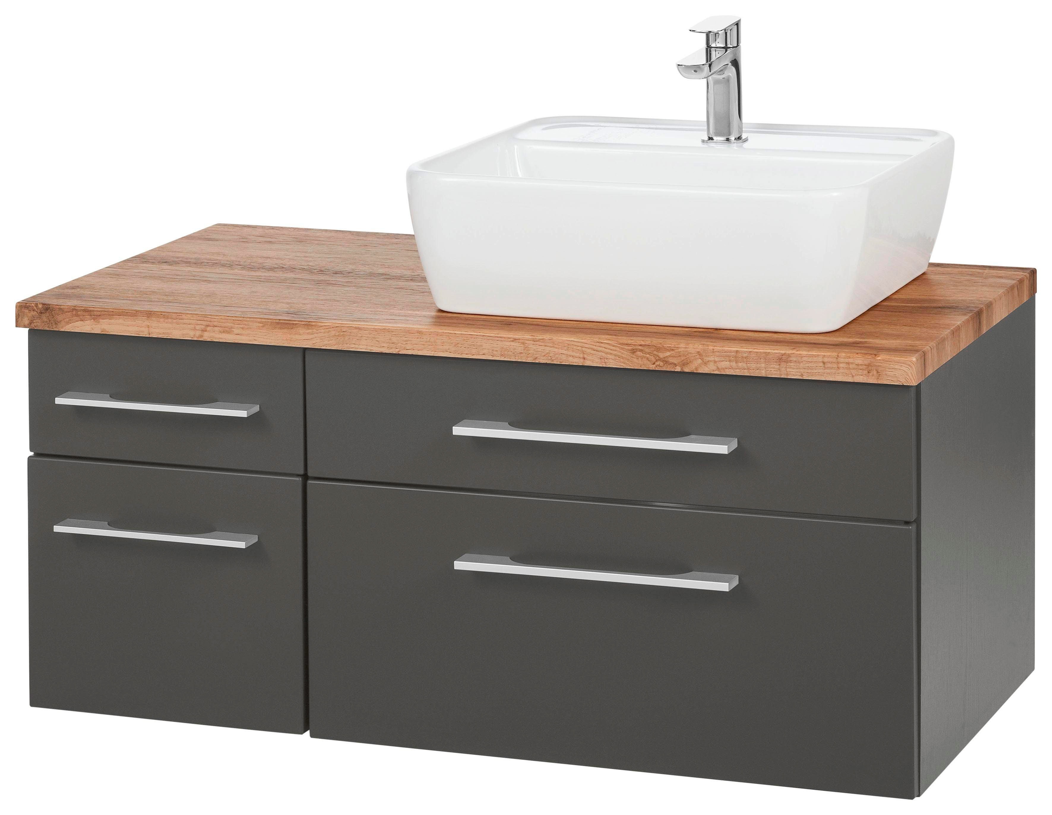 Waschbeckenunterschrank „Davos“, Bad, Waschtisch inkl. Waschbecken, Breite 90 cm, grau/graphit B/H/T: 90 cm x 55 cm x 47 cm