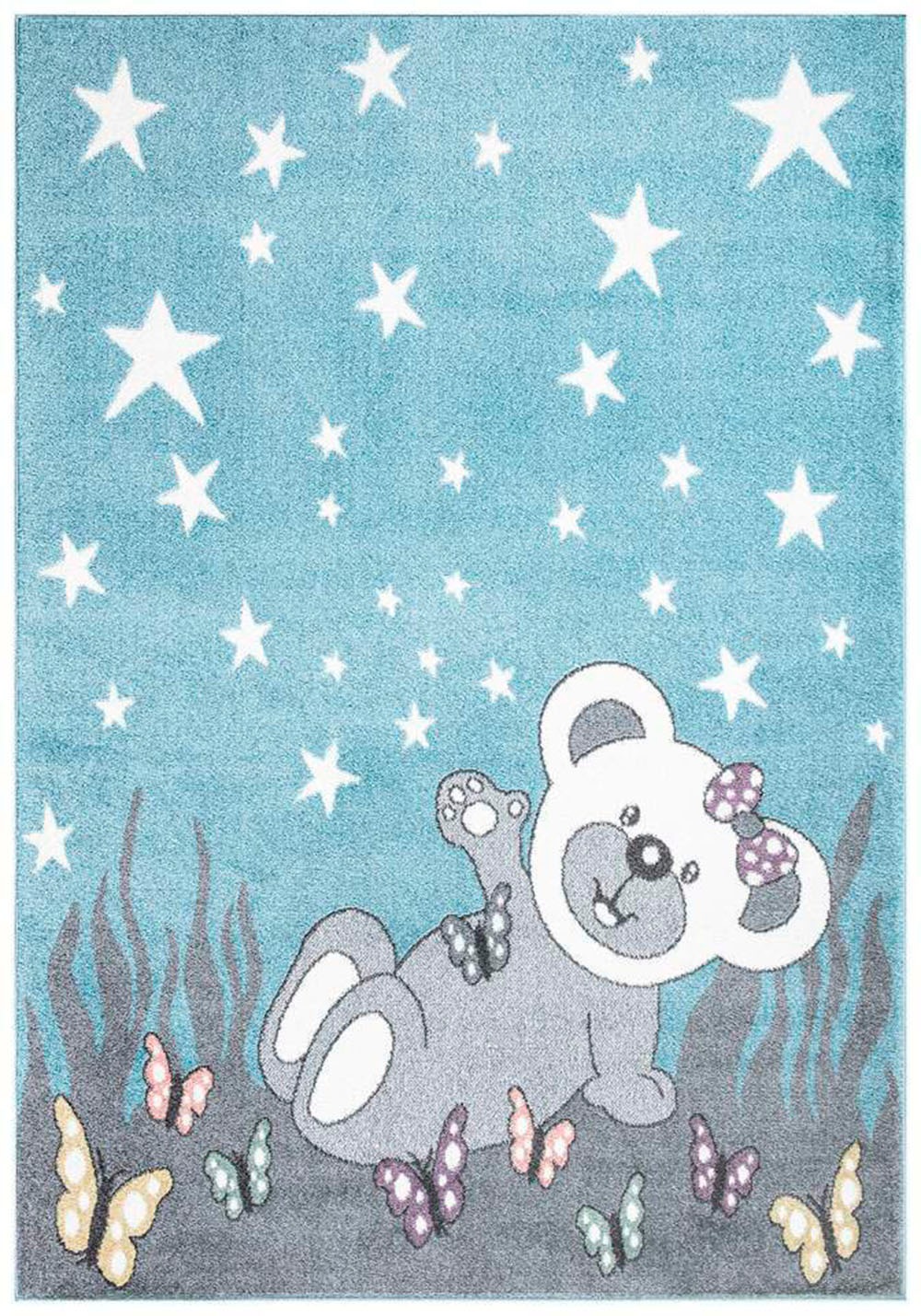 Carpet City Kinderteppich »ANIME916«, rechteckig, 11 mm Höhe, Kinderzimmer Teppich Modern mit Mond, Blumen, Wolken, Creme, Multi