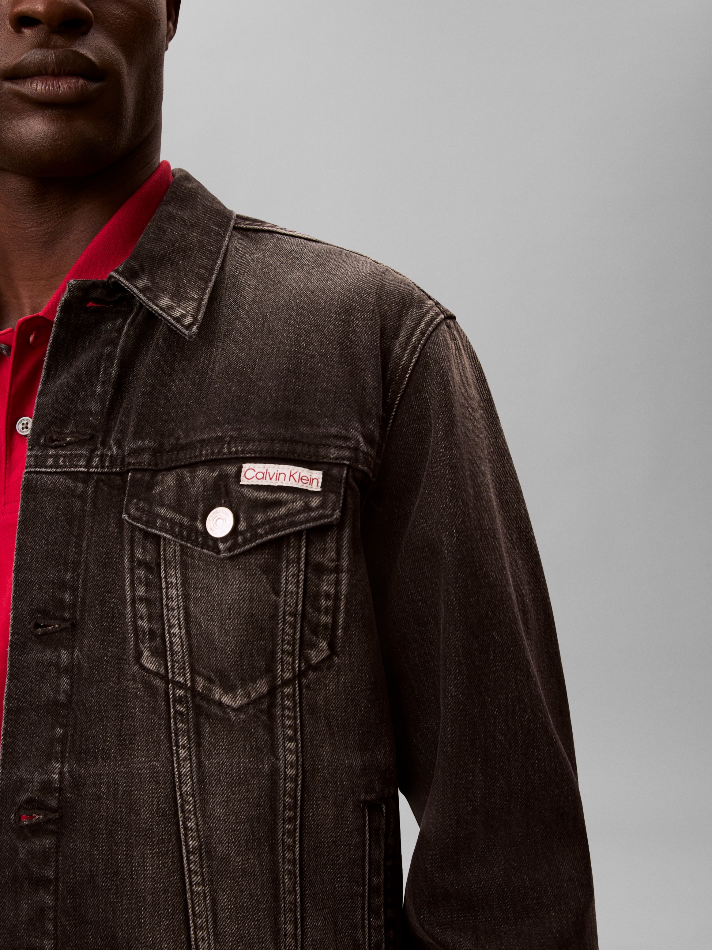 Calvin Klein Jeans Jeansjacke ohne Kapuze Regular fit mit Rundhalsausschnitt