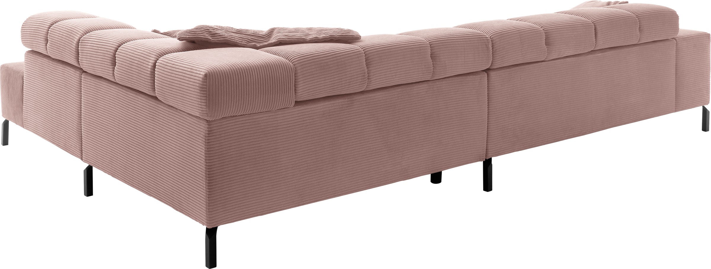 INOSIGN Ecksofa »Ancona New, wahlweise motorische Sitztiefenverstellung, auch in Cord«, feine Steppung, mit Kopfteilverstellung, 3 Zierkissen, L-Form