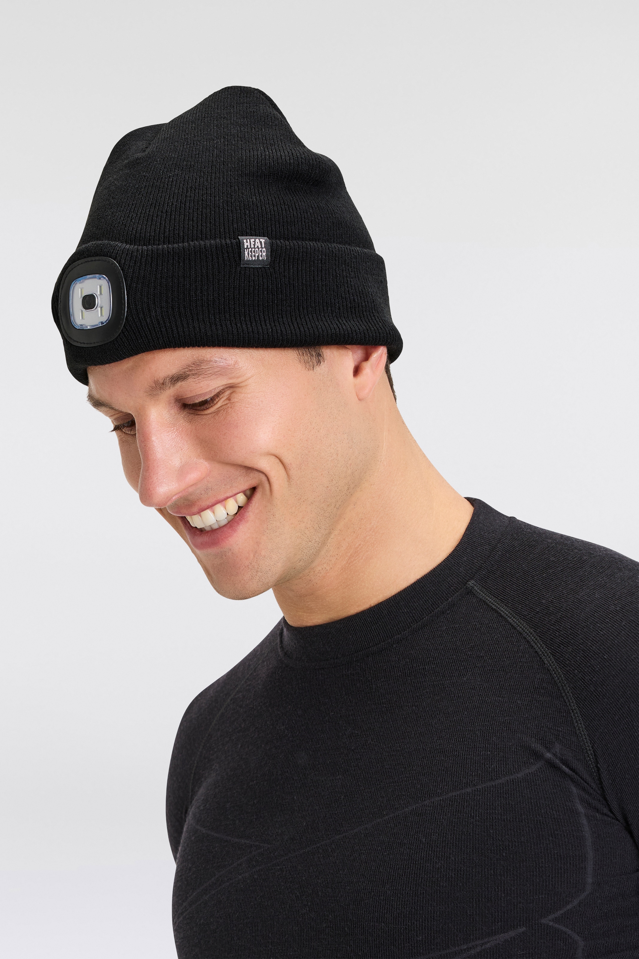 Heatkeeper Strickmütze »MEN THERMAL BEANIE+LED LIGHT RECHARGE« wiederaufladbarer, abnehmbaren LED-Leuchte für die dunkle Jahreszeit