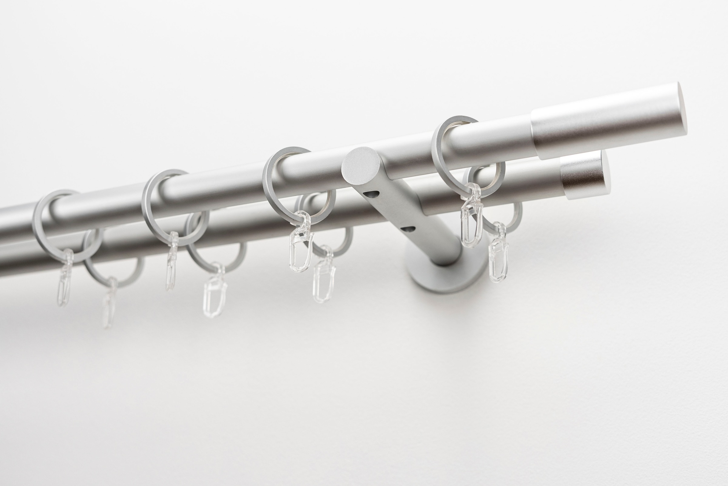 GARESA Gardinenstange »EASY«, 2 läufig-läufig, Wunschmaßlänge, Vorhanggarnitur, verlängerbar, Wandmontage, Aluminium, mit Ringe