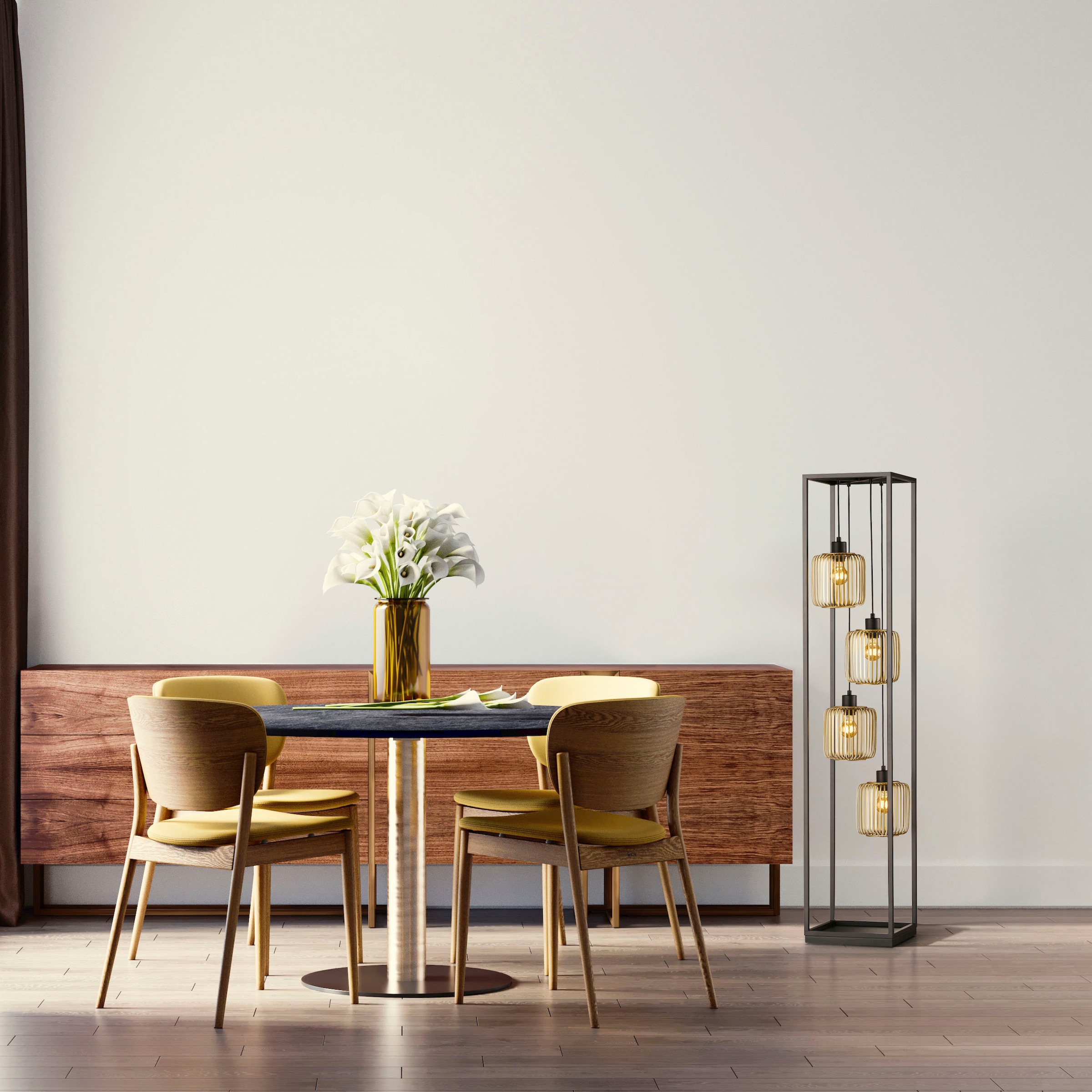FISCHER & HONSEL Stehlampe »CAYDO«, 4 flammig, Leuchtmittel E27 | ohne Leuchtmittel, Moderne, sandschwarze Leuchte-verleiht Deinem Raum etwas Extravaganz
