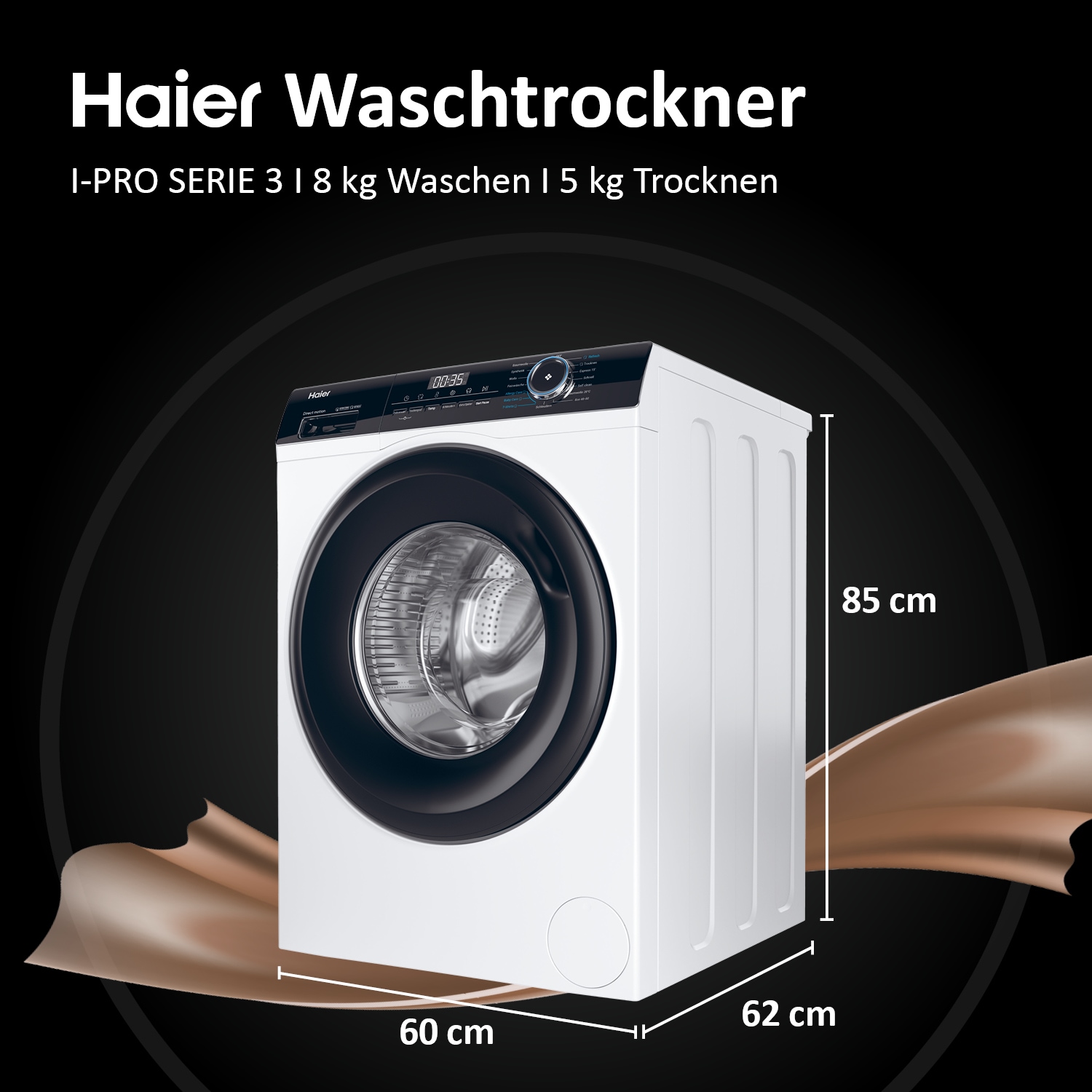 Haier Waschtrockner »HWD80-B14939«, I-PRO SERIE 3, Refresh Dampf-Funktion