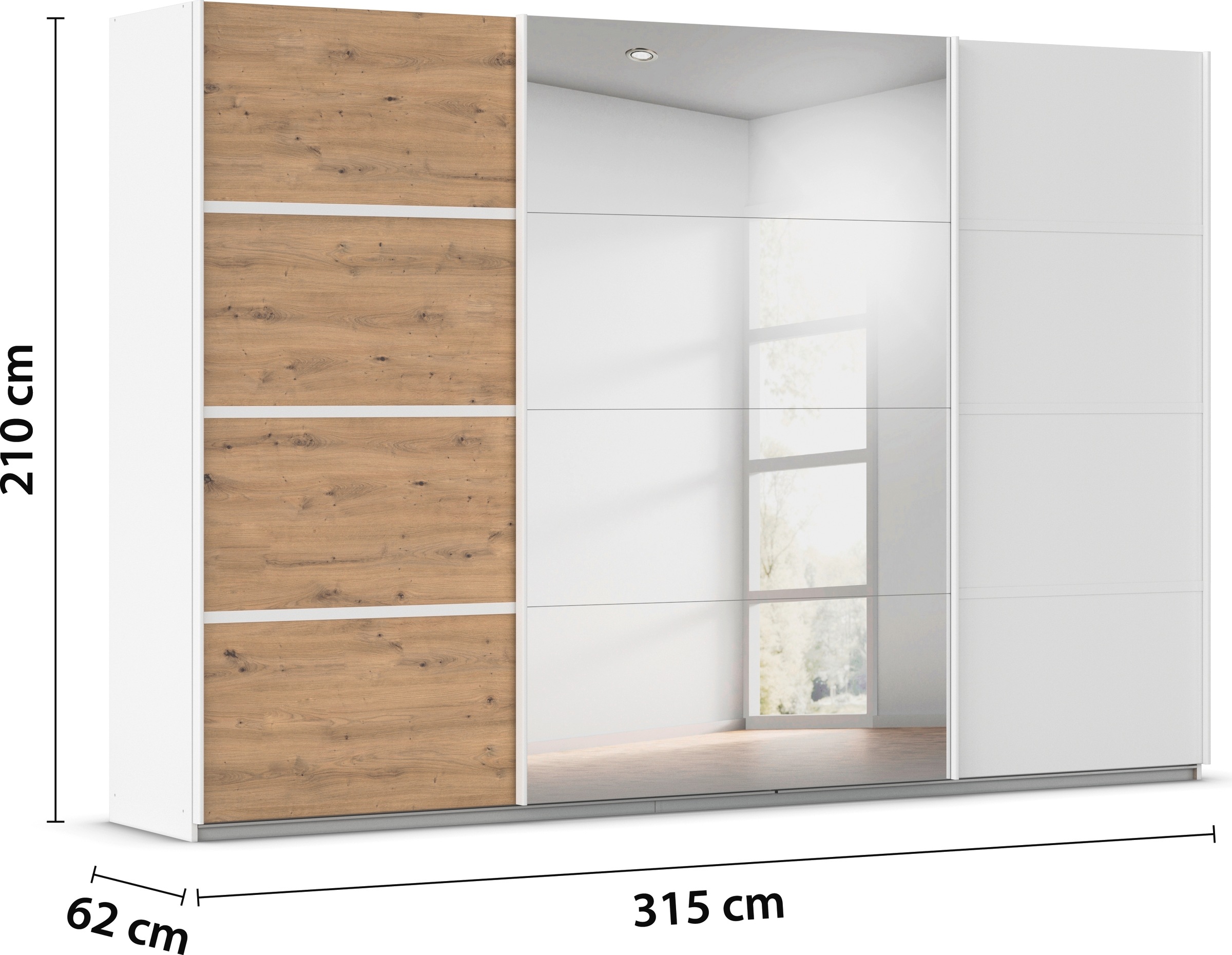 rauch Kleiderschrank »Schwebetürenschrank OTTO´s Choice Garderobe Schrank TOP ANGEBOT Avola«, (in 3 verschiedenen Ausstattungen BASIC/CLASSIC/PREMIUM inkl. Spiegel), mit eleganten Zierleisten in Chrom, Schwarz oder Weiß MADE IN GERMANY