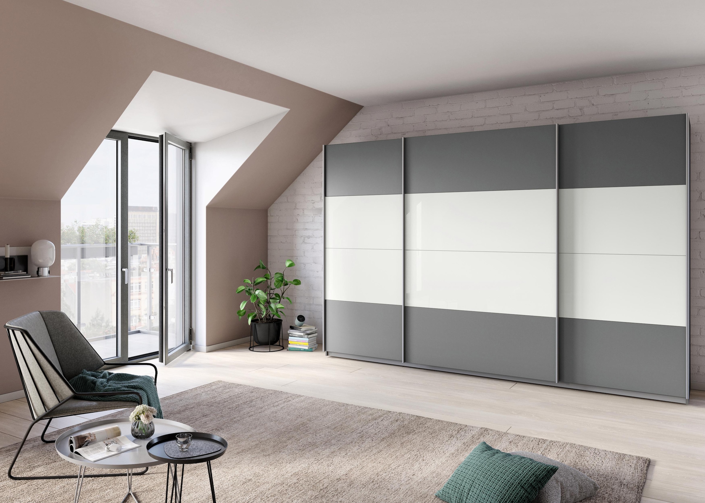 rauch Schwebetürenschrank »Quadra Bestseller Schlafzimmerschrank in vielen Breiten«, Kleiderschrank Garderobenschrank Schrank mit Glaselementen