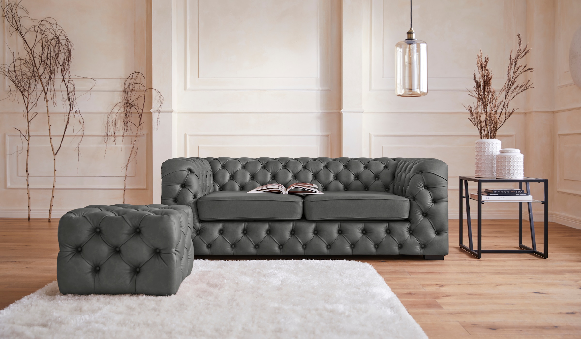 Home affaire Chesterfield-Sofa "Kalina", mit klassischer Chesterfield-Knopf günstig online kaufen