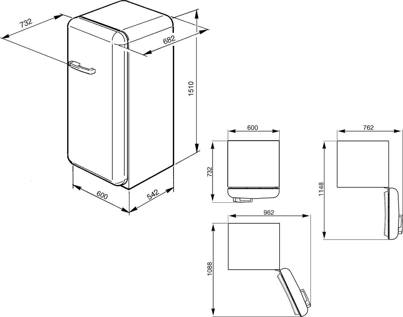 Smeg Kühlschrank »FAB28_5«, hoch, 60 cm online bei cm FAB28LWH5, breit 150