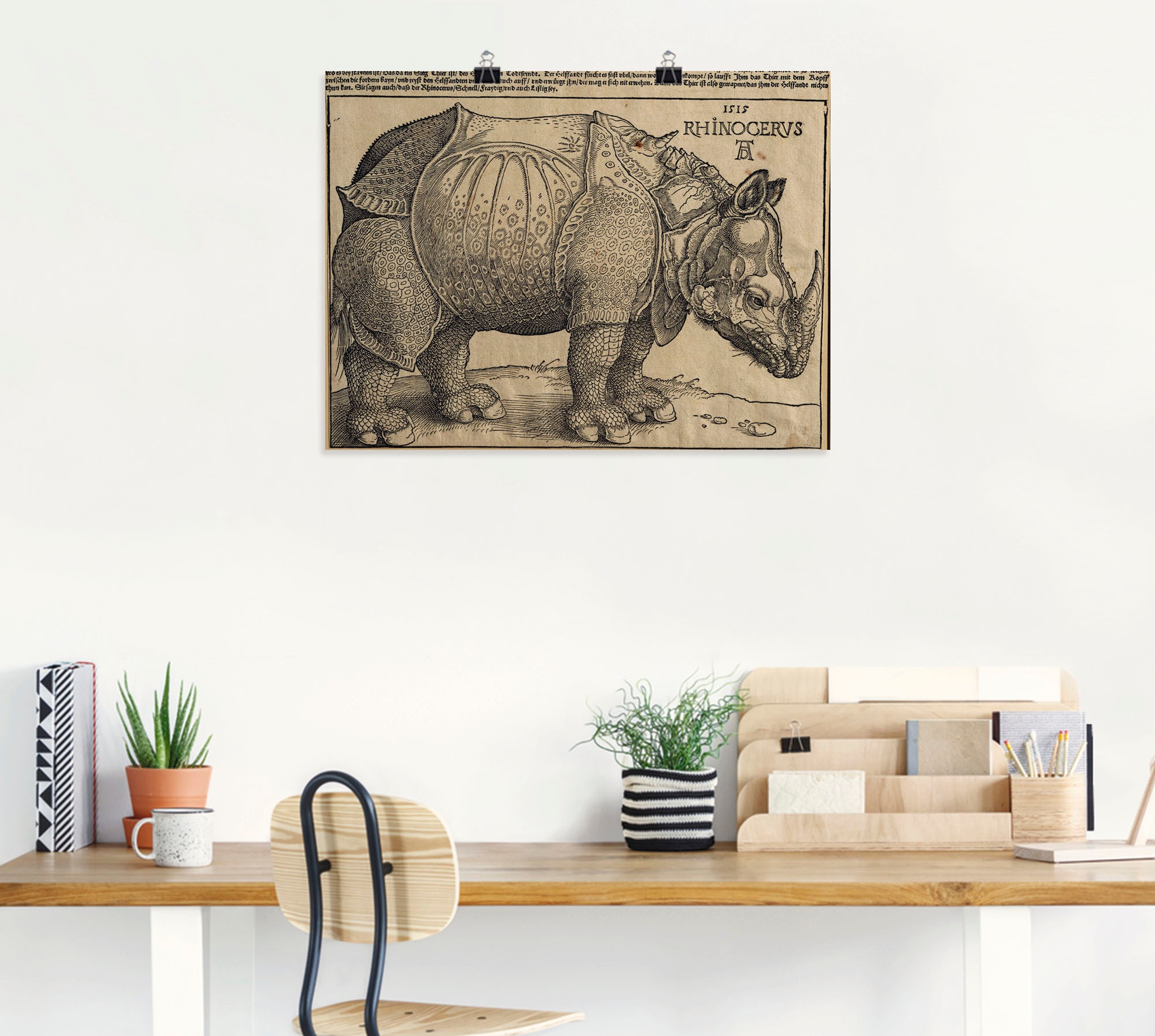 Artland Kunstdruck »Nashorn. 1515. Für König Emanuel.«, Wildtiere, (1 St.), als Leinwandbild, Wandaufkleber oder Poster in versch. Größen
