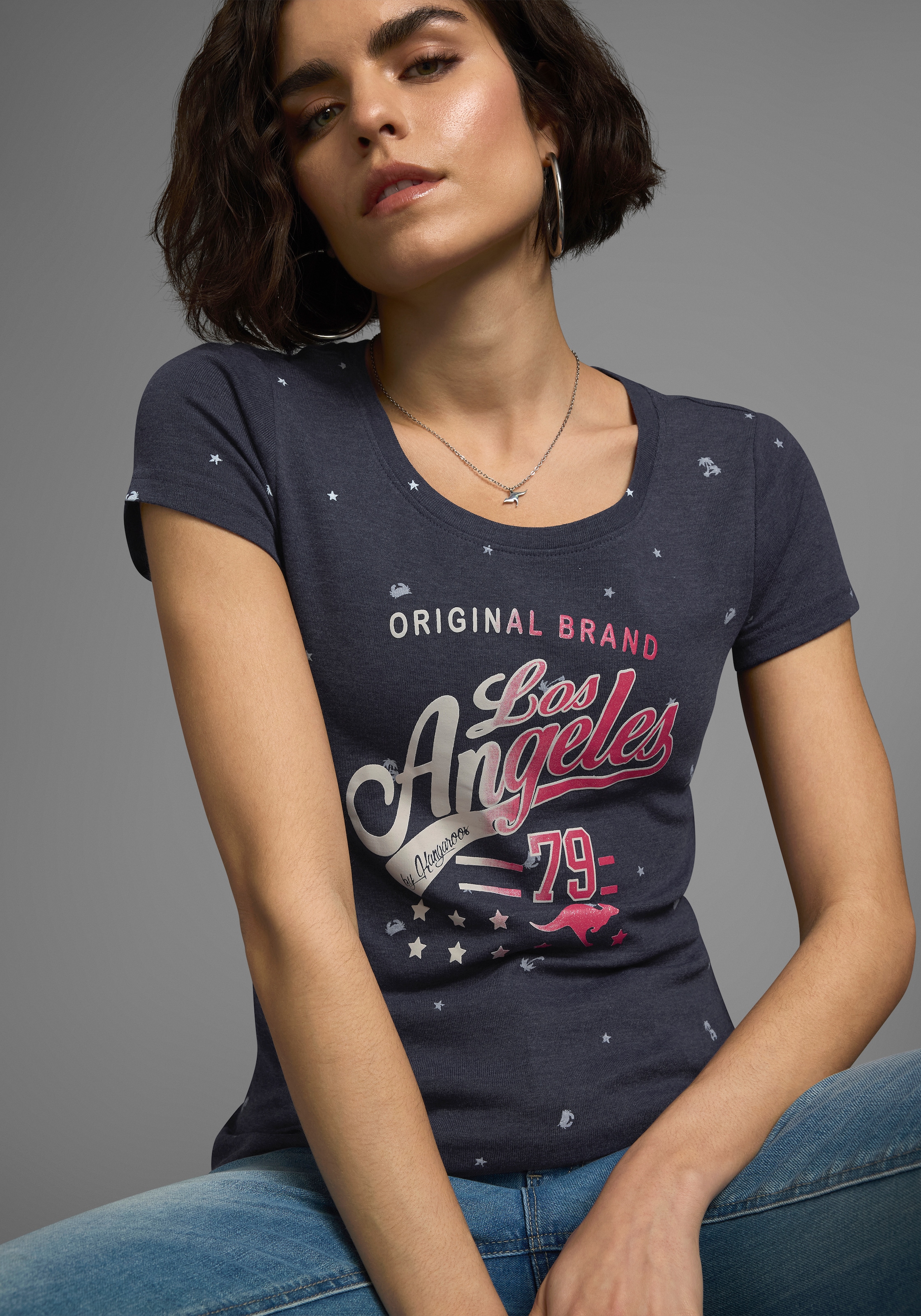 KangaROOS T-Shirt Kurzarm,  figurbetonte Passform,  aus 100% Baumwolle