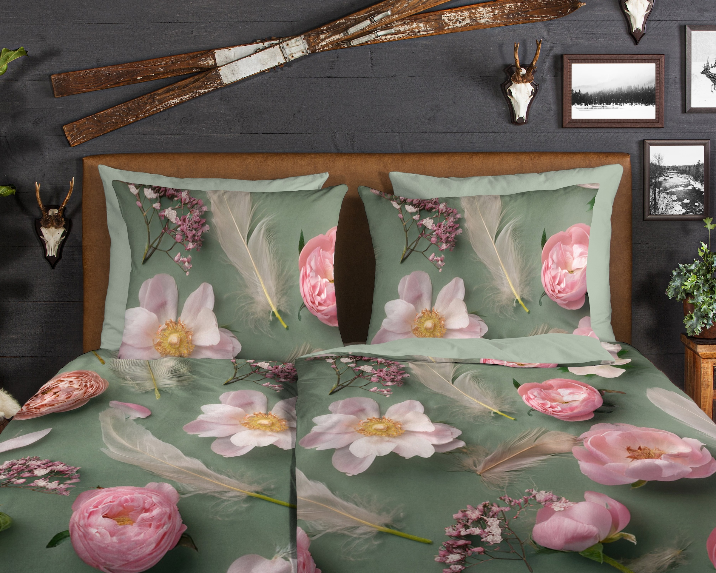 good morning Wendebettwäsche »Senzi« 2 Stk. tlg. Flanell, Biber, Winter, Warm, Reißverschluss, Wendeoptik, Blume