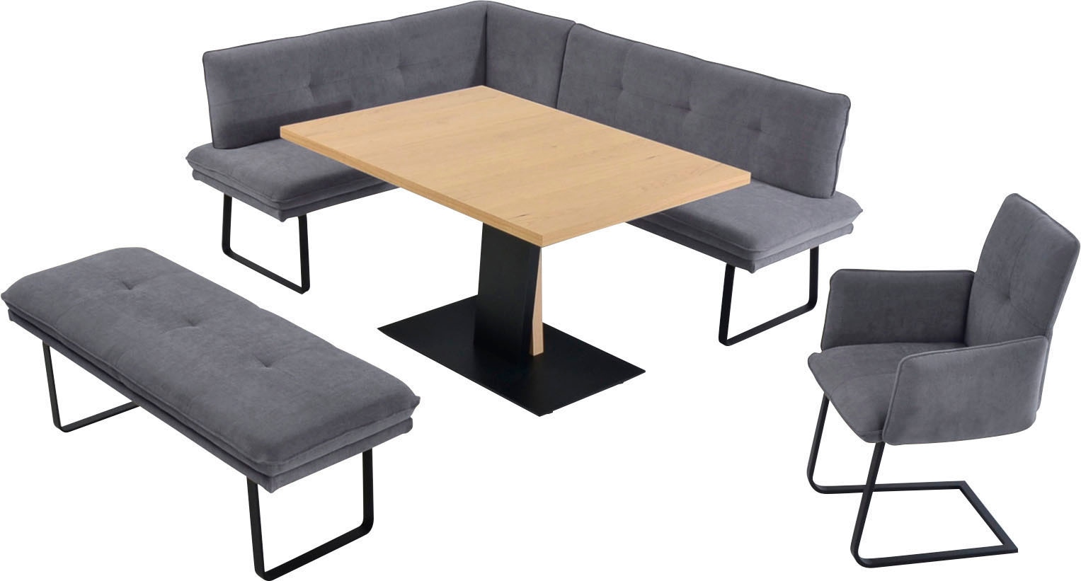 K+W Komfort & Wohnen Essgruppe »Giacomo III« 4 Stk. tlg. wahlweise links oder rechts langer Schenkel 207cm, Freischwingersessel