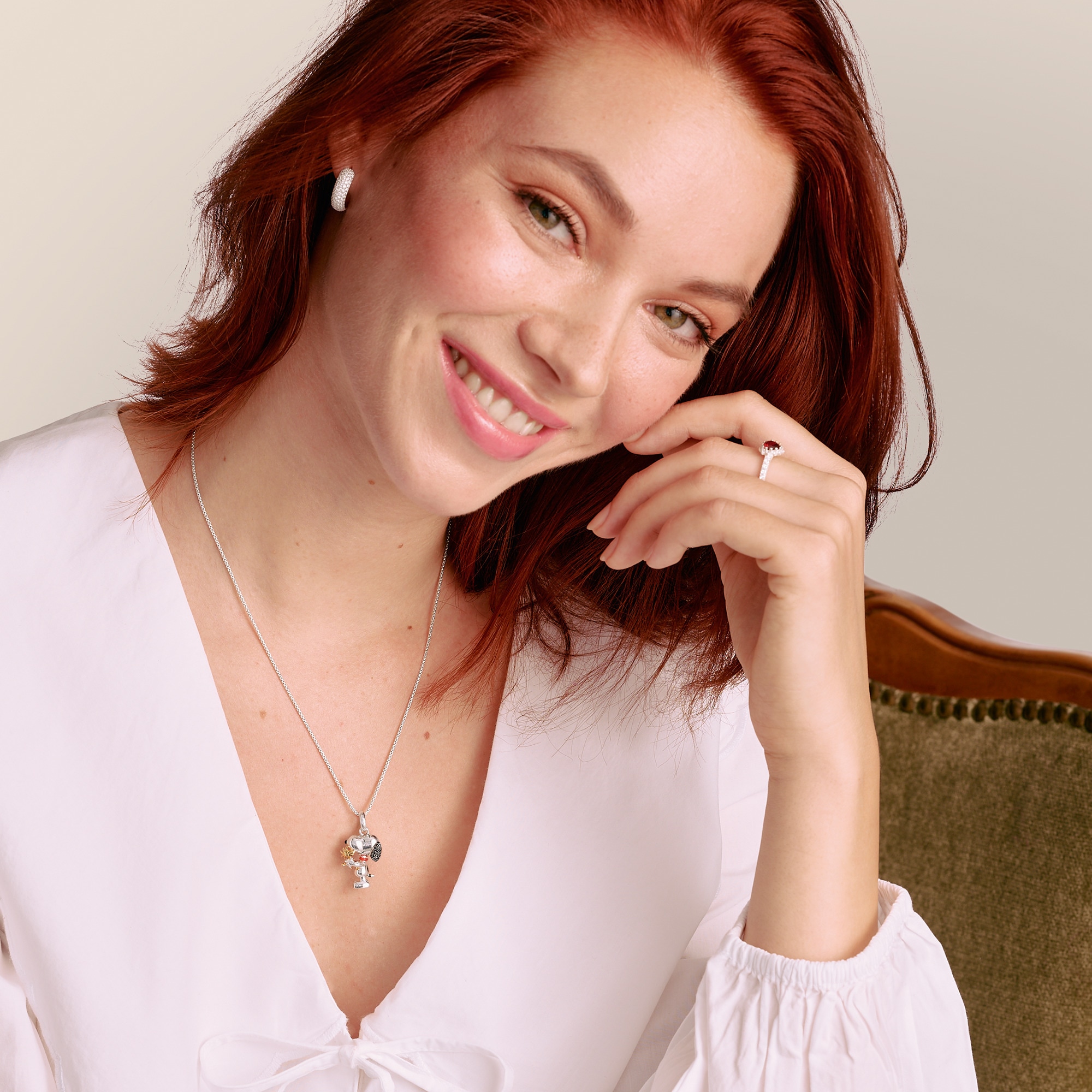 THOMAS SABO Kette mit Anhänger »THOMAS SABO x Peanuts Kette Snoopy Pavé« mit Zirkonia (synth.)