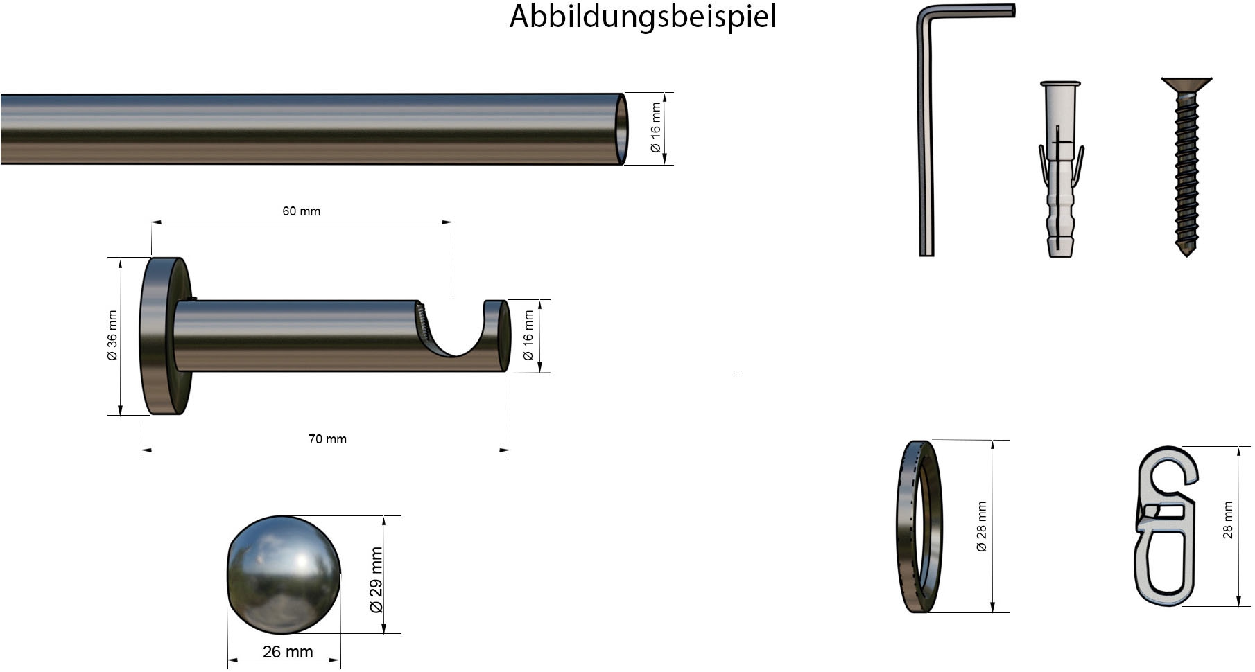 indeko Gardinenstange »Colombes«, 1 läufig-läufig, Wunschmaßlänge, Komplett-Set inkl. Ringen und Montagematerial