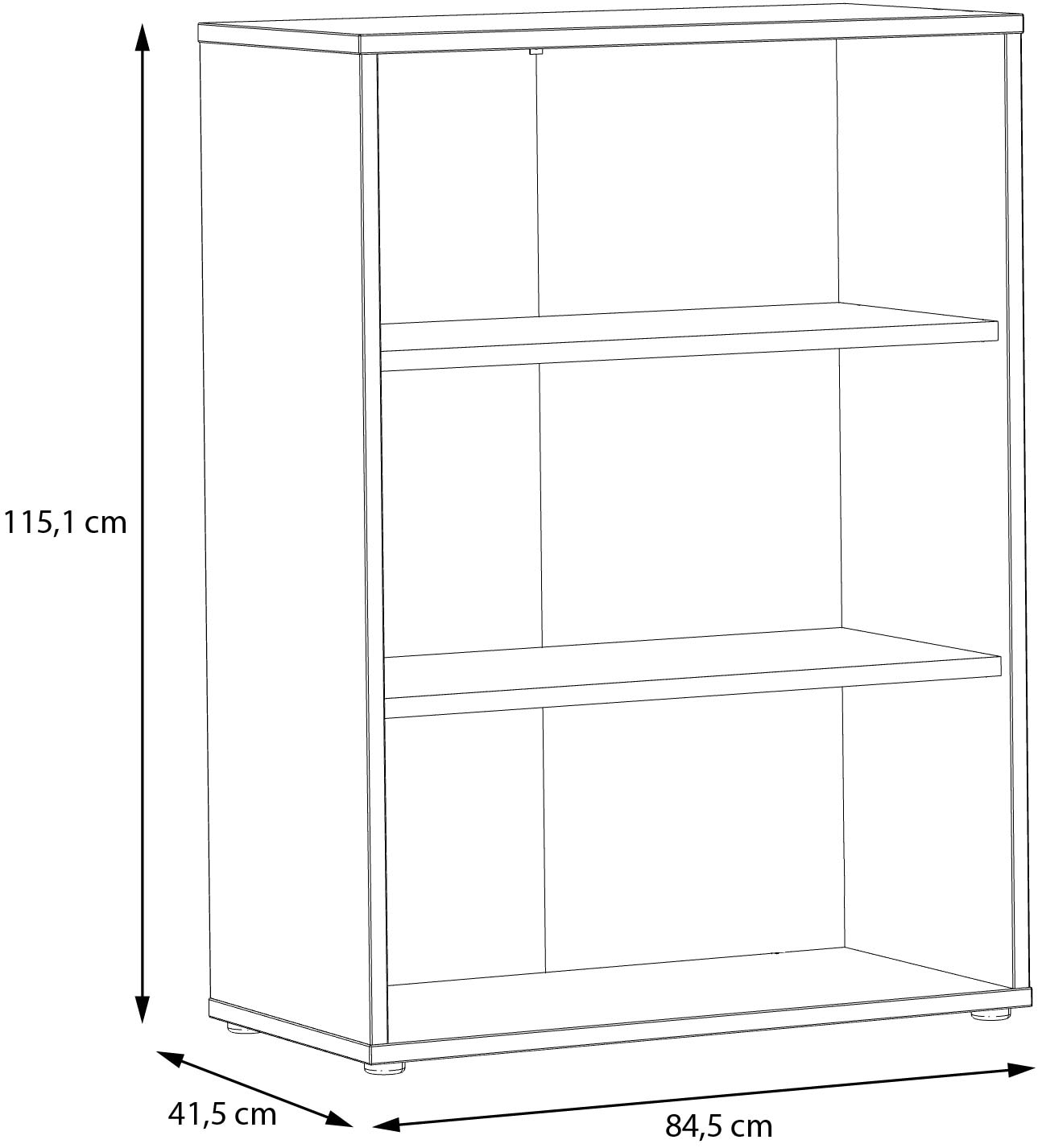 FORTE Aktenregal »Goldsboro«, mit 3 offenen Fächern, unterschiedliche Breiten, Höhe 115 cm