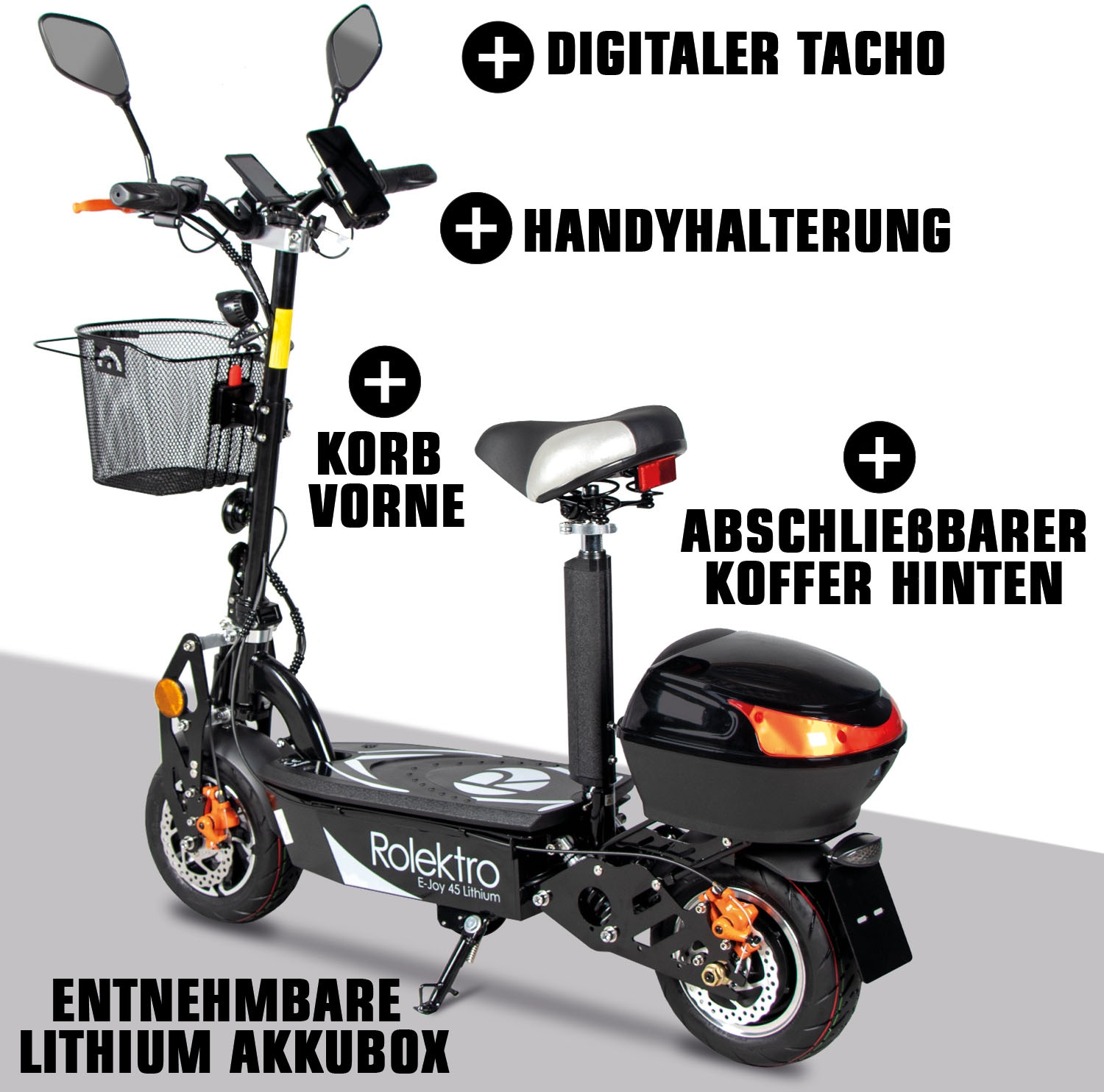 Rolektro E-Motorroller »Rolektro E-Joy 45 Lithium«, bis zu 50 km Reichweite, mit USB-Anschluss