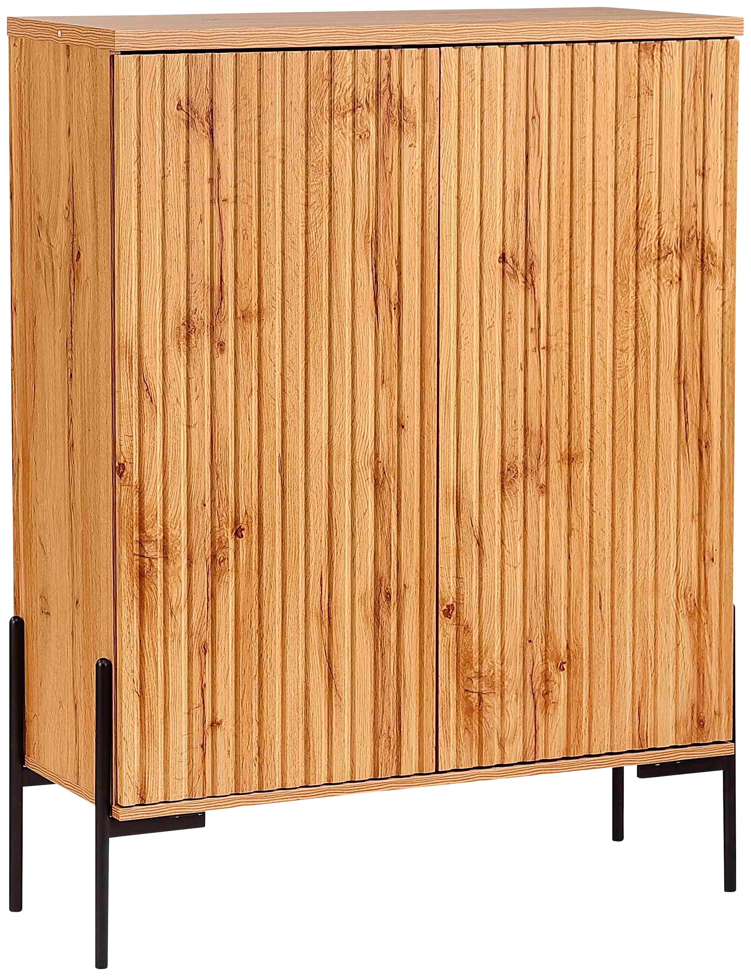 Highboard „Valloire“, mit 1 feste und 1 verstellbare Einlegeboden, Breite 93 cm, Höhe 120 cm, eichefarben B/H/T: 93 cm x 120 cm x 38 cm