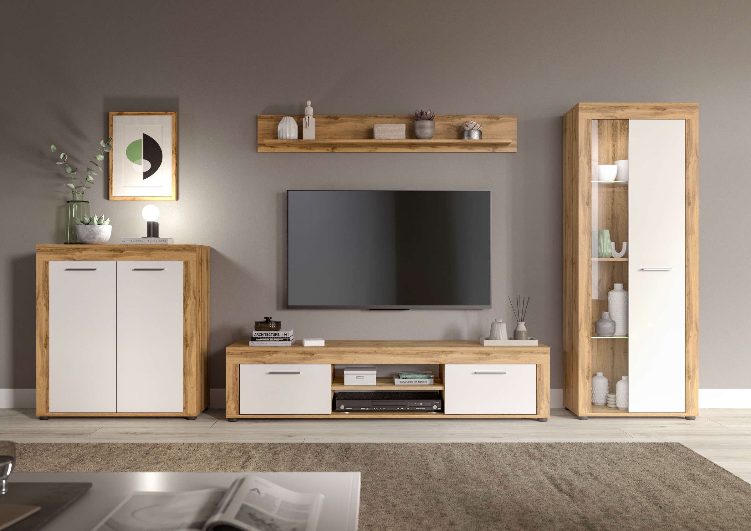 INOSIGN Wohnwand "Aosta, Breite 330cm, best. aus Highboard, Lowboard, Wandb günstig online kaufen
