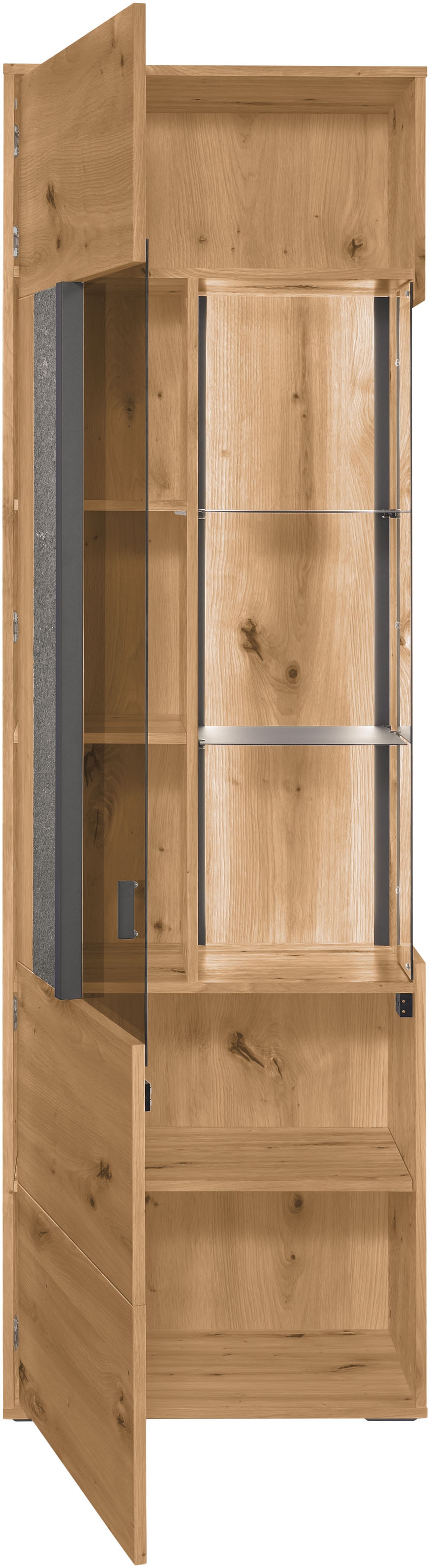 set one by Musterring Vitrine »Deltona«, mit Sandsteinelement, inkl. Beleuchtung, zwei Farben, B64 x H204 cm