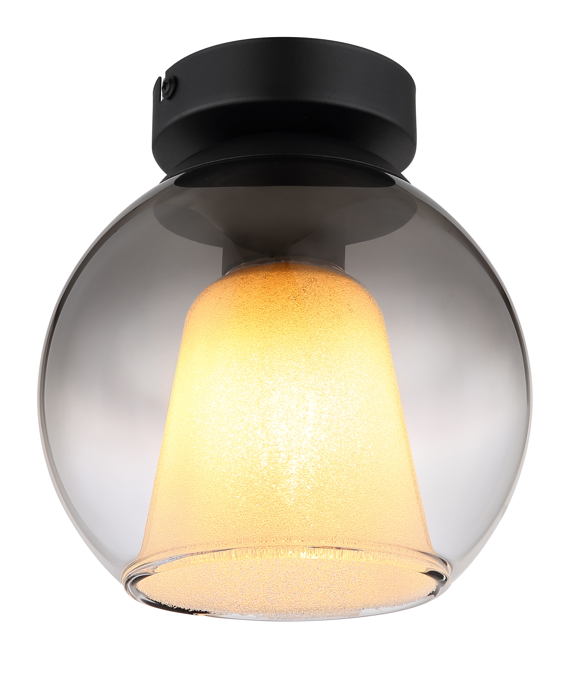 GLOBO LIGHTING Deckenleuchte »BARRY«, Leuchtmittel E27 | ohne Leuchtmittel, Deckenlampe/Metall/Glaskugel rauchfarben/modern