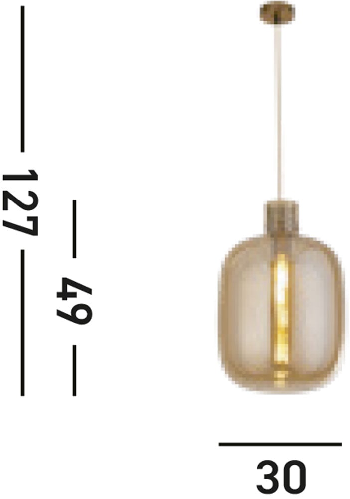 Searchlight Hängeleuchte »Barrel Pendant - Satin Brass & Amber Glass« E27 1 Stk.