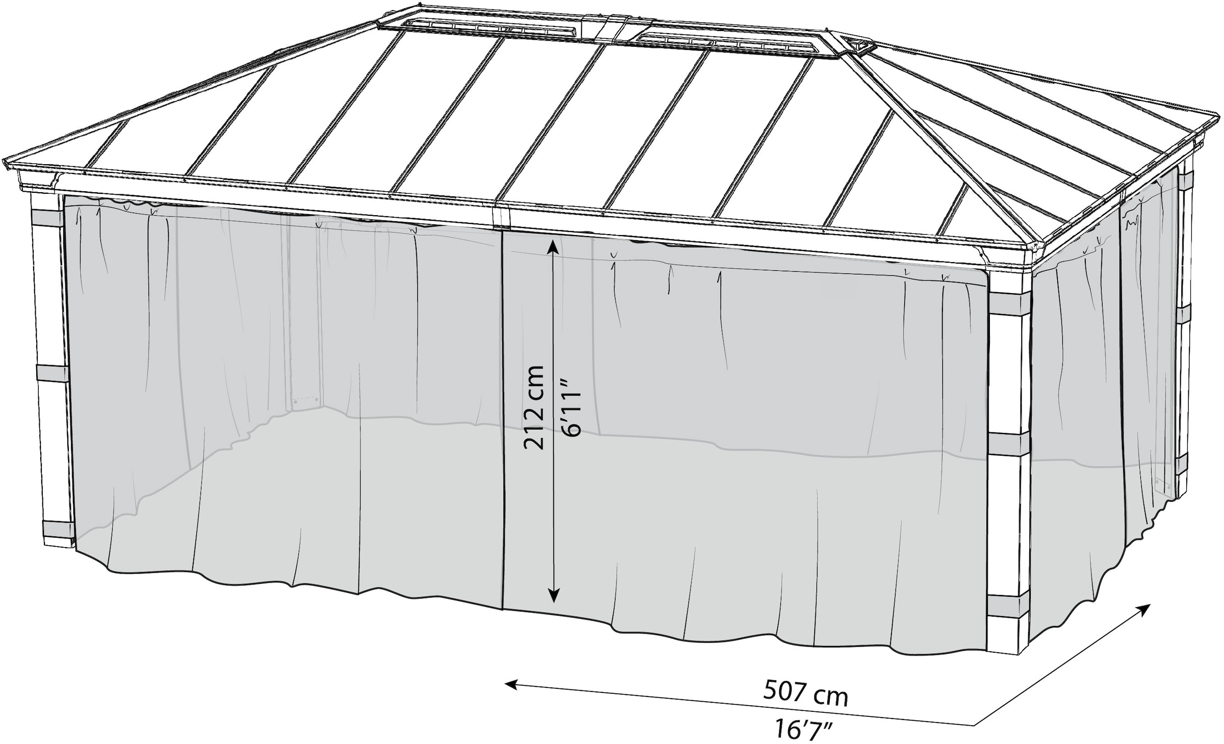 Palram - Canopia Pavillonseitenteil »Dallas Garden Gazebo Netting Set«, mit Reißverschluß und Clips