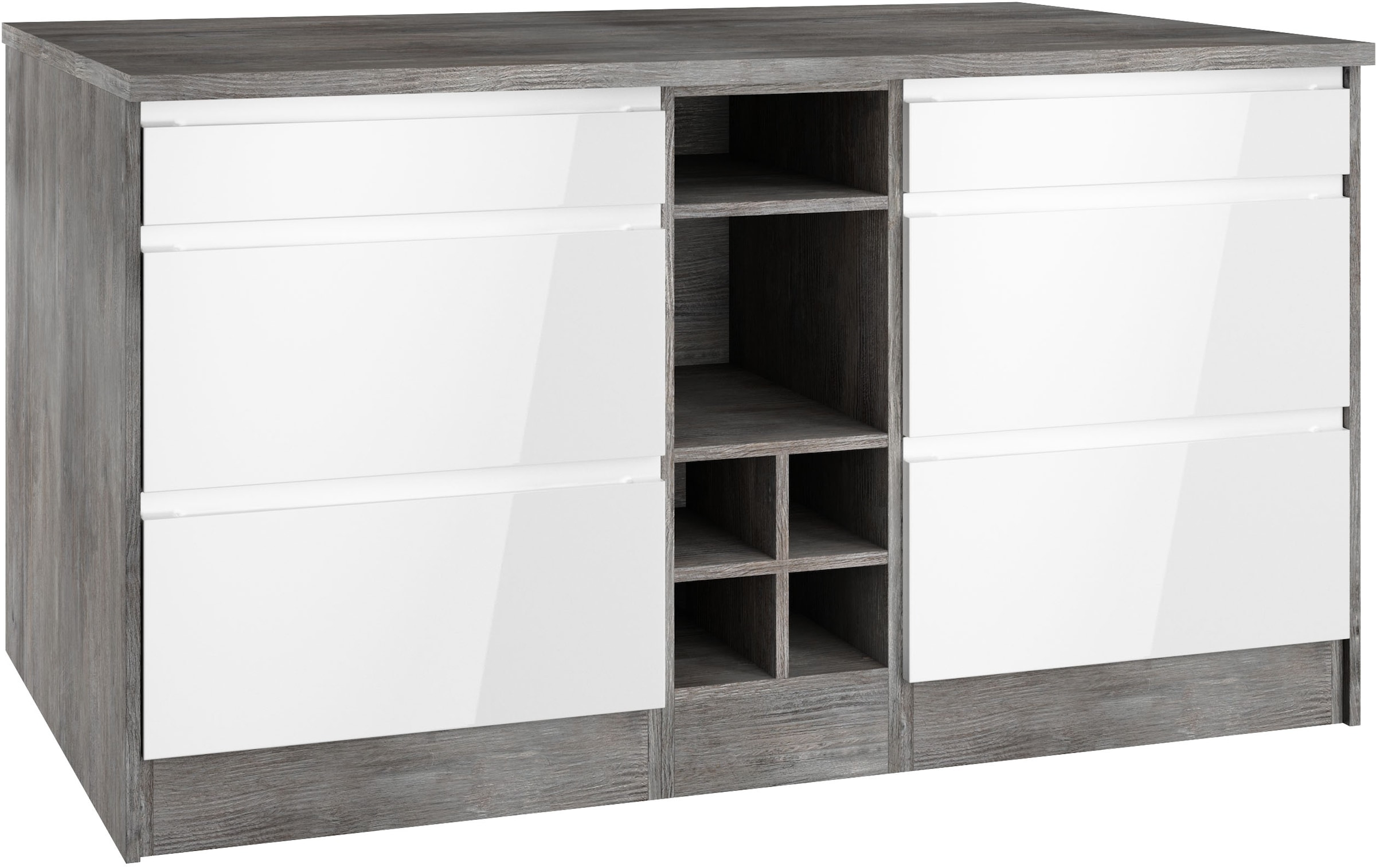 HELD MÖBEL Kücheninsel »Virginia«, Breite 153 cm, MDF-Fronten, Flaschenrega günstig online kaufen