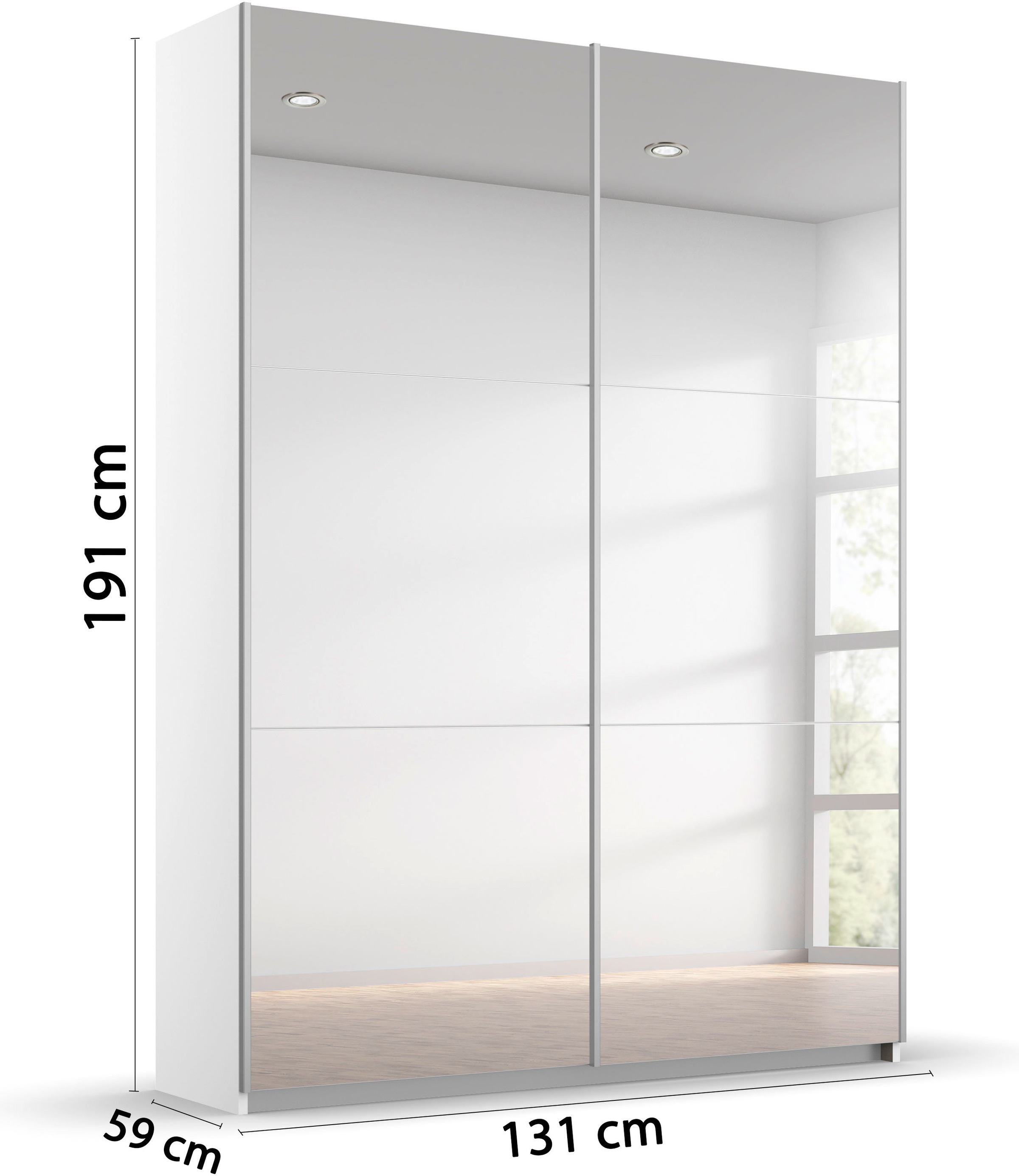 rauch Schwebetürenschrank »Kleiderschrank Schrank Garderobe REFLECT«, inkl. praktischer Innenausstattung mit 2 Stoffboxen MADE IN GERMANY