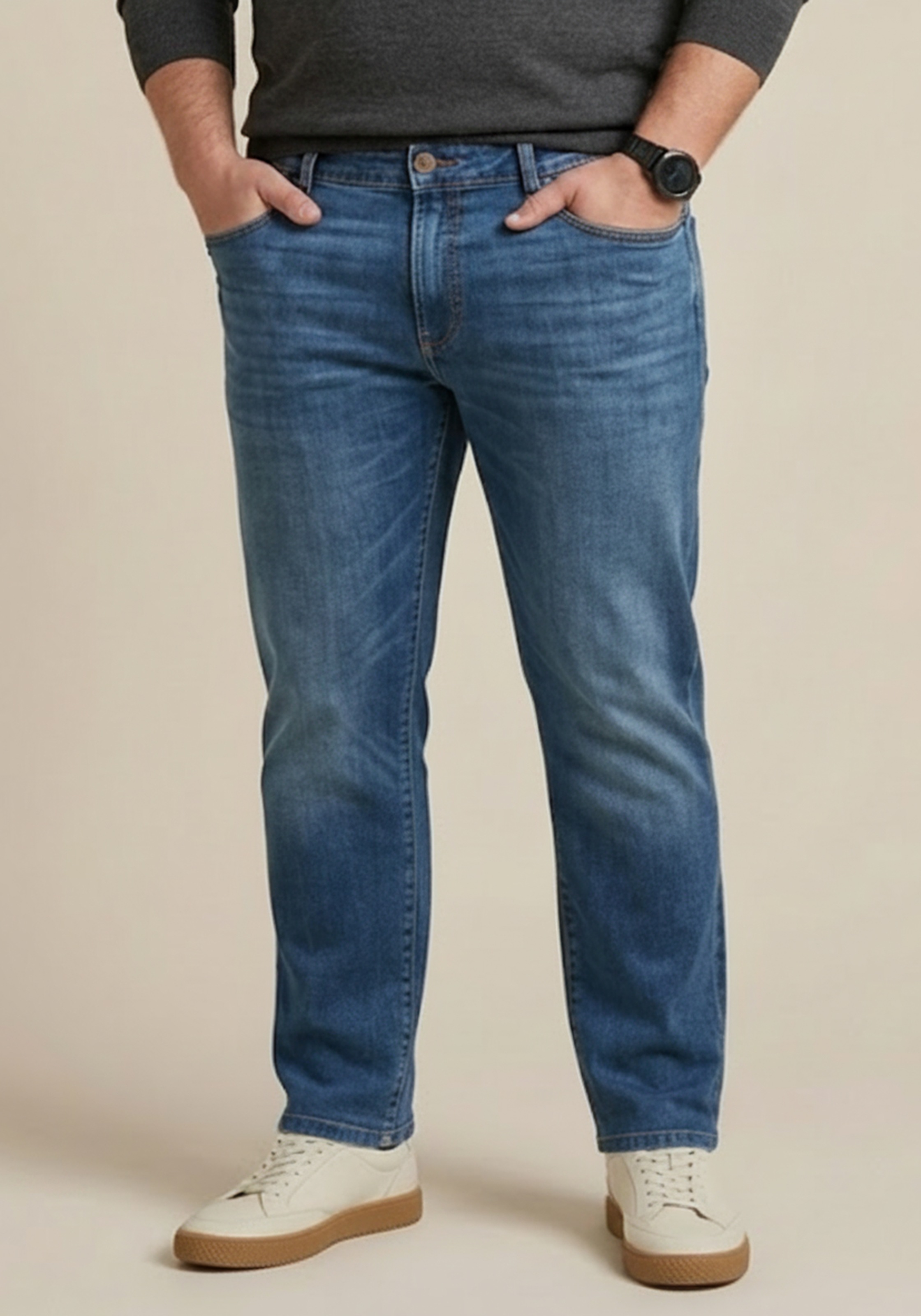 Man's World Plus Gerade Jeans »Große Größen, straight fit« mit Knopf- und Reißverschluss, Straight-Fit, gerader Beinverlauf