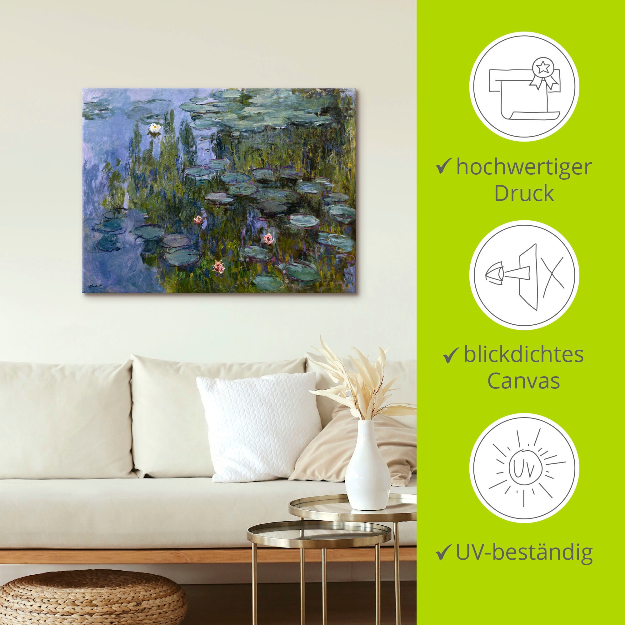 Artland Wandbild »Seerosen (Nympheas). 1918/1921.«, Blumen, (1 St.), als Leinwandbild, Poster, Wandaufkleber in verschied. Größen