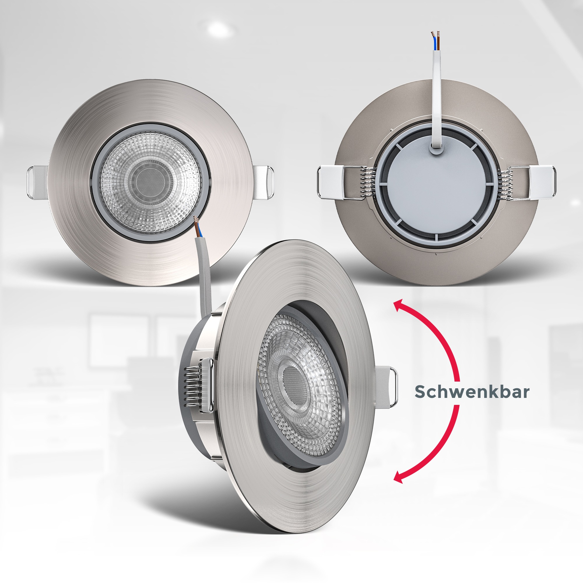 Einbauspots, IP23, flammig-flammig, schwenkbar, 6er Einbauleuchte, bestellen Deckenstrahler, SET B.K.Licht online LED 6 ultra-flach,