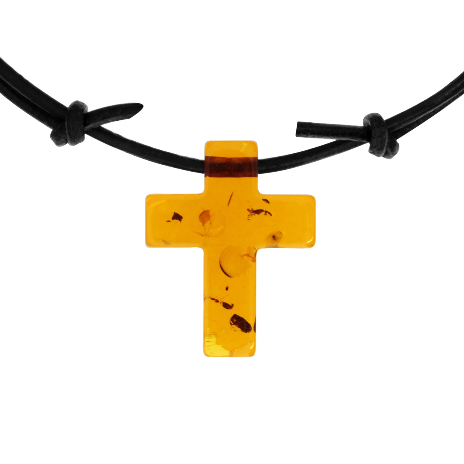 OSTSEE-SCHMUCK Kette mit Anhänger »Ostsee-Schmuck Kette mit Anhänger Kreuz 25x20 mm - Lederband«, (2 tlg.)