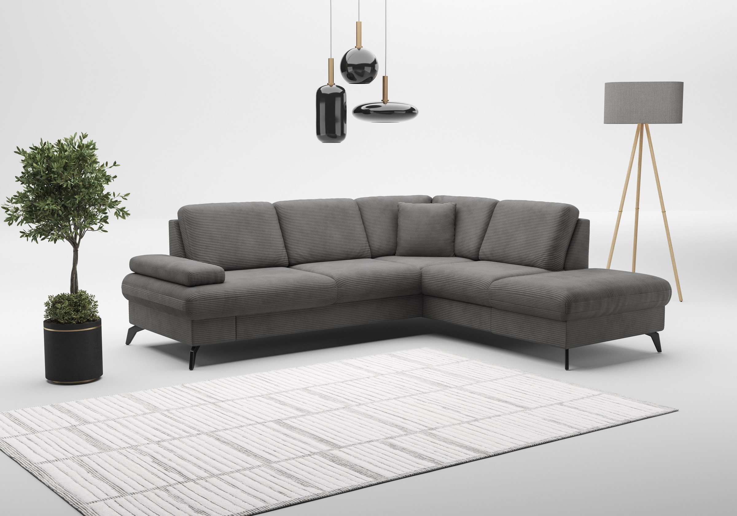 sit&more Ecksofa »Morris Jubi L-Form«, inkl. Armteilfunktion und 1 Zierkissen, wahlweise mit Bettfunktion