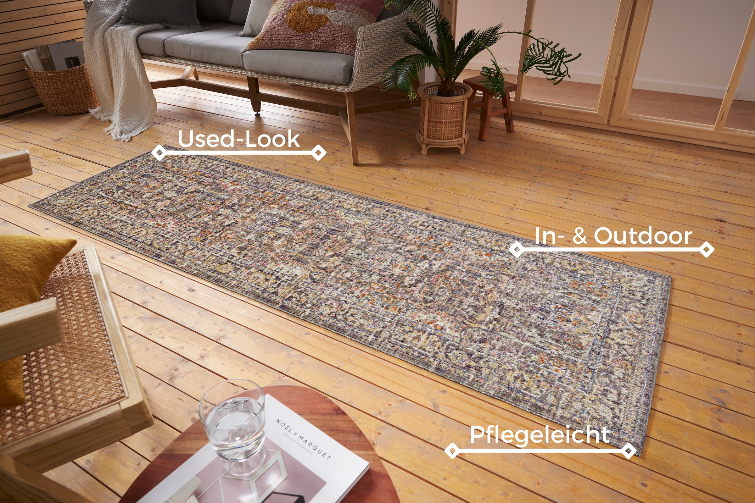 HANSE Home Teppich »Luxor«, rechteckig, 3 mm Höhe, In-& Outdoor, Läufer, wetterfest, Balkon, Wohnzimmer, Orient