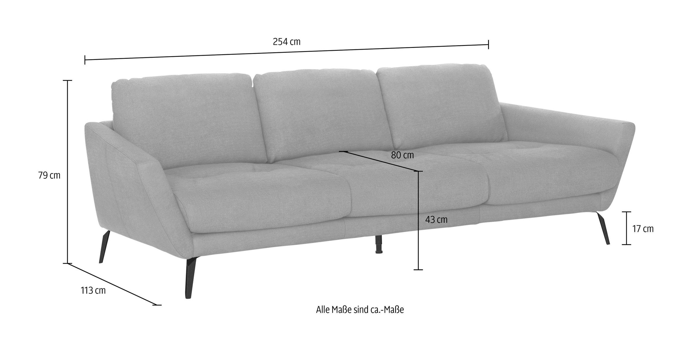 W.SCHILLIG Big-Sofa »softy«, mit dekorativer Heftung im Sitz, Füße schwarz  pulverbeschichtet auf Raten kaufen