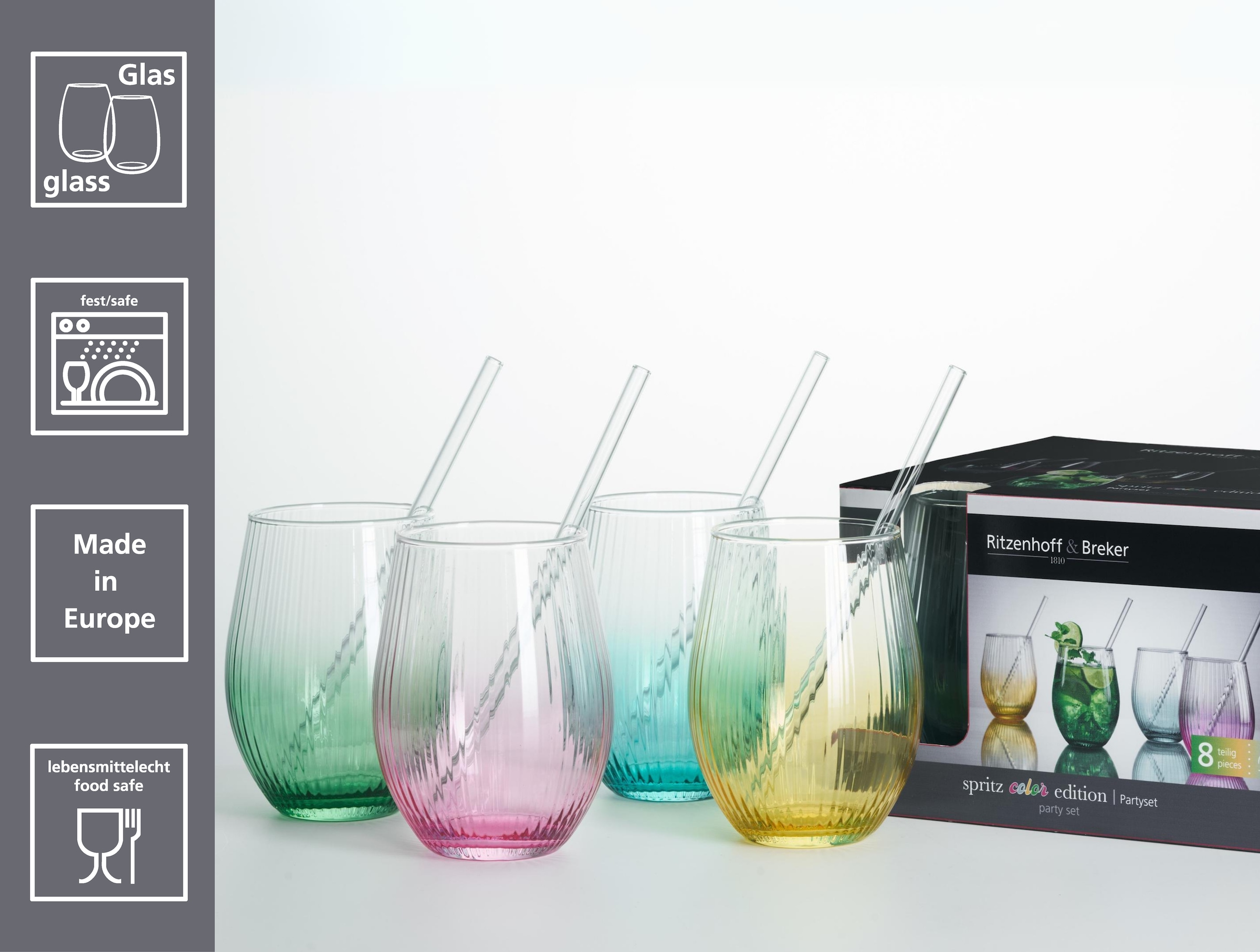 Ritzenhoff & Breker Gläser-Set »Spritz« inkl. Glas-Trinkhalme, 590 ml