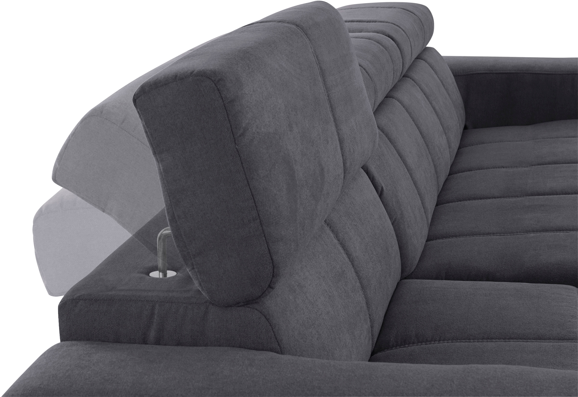 DOMO collection Ecksofa »Brandon große Ausführung B/T/H: 289/177/80 cm, auch in Leder und Cord«, mit Kopfteilverstellung, wahlweise Sitztiefenverstellung, L-Form