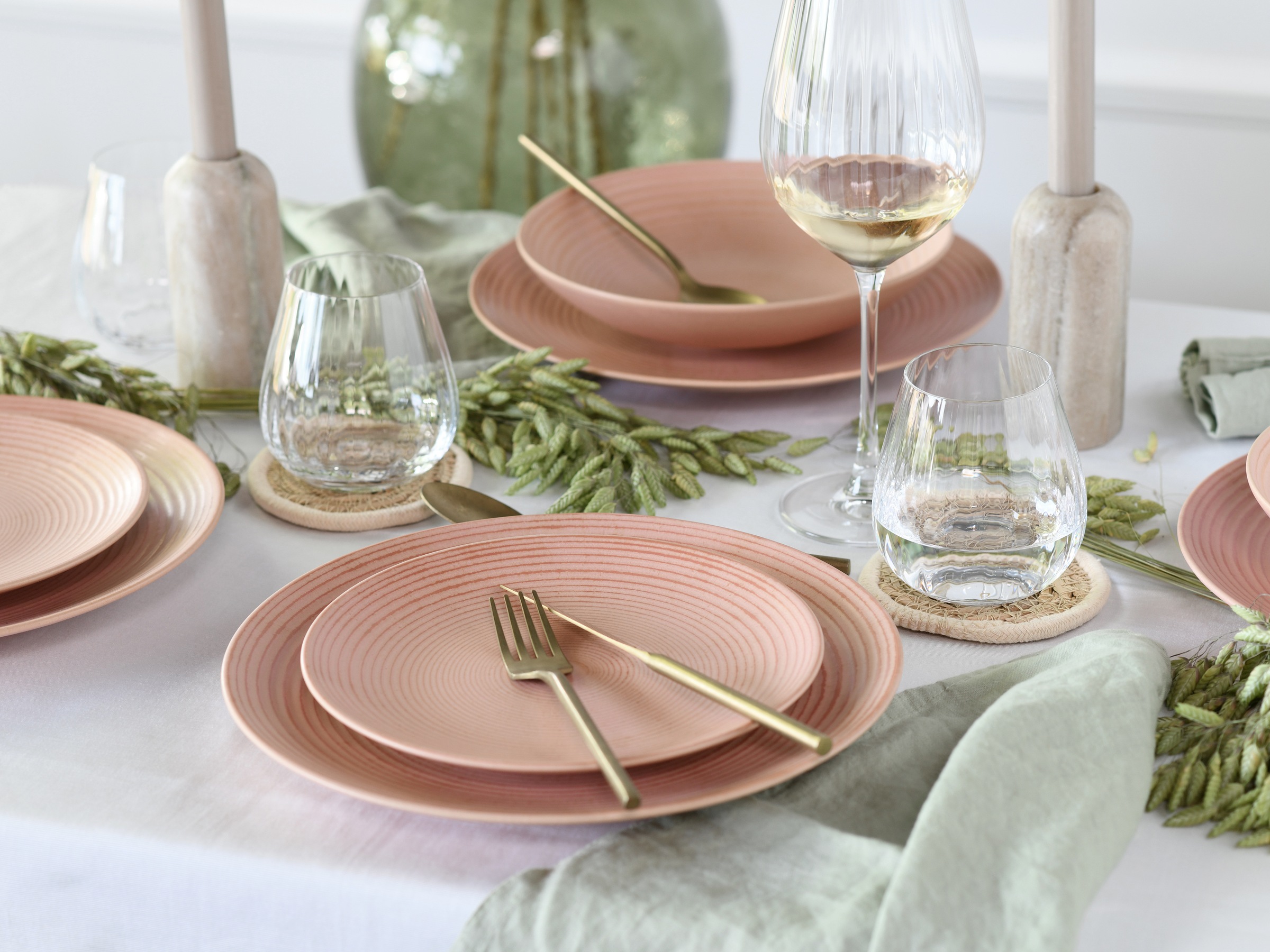 CreaTable Teller-Set »Catania, Tellerset 12-tlg.«, (Set, 12 tlg.), Vintage Farben, Ausdrucksstarkes Relief, Handwerklicher Charakter