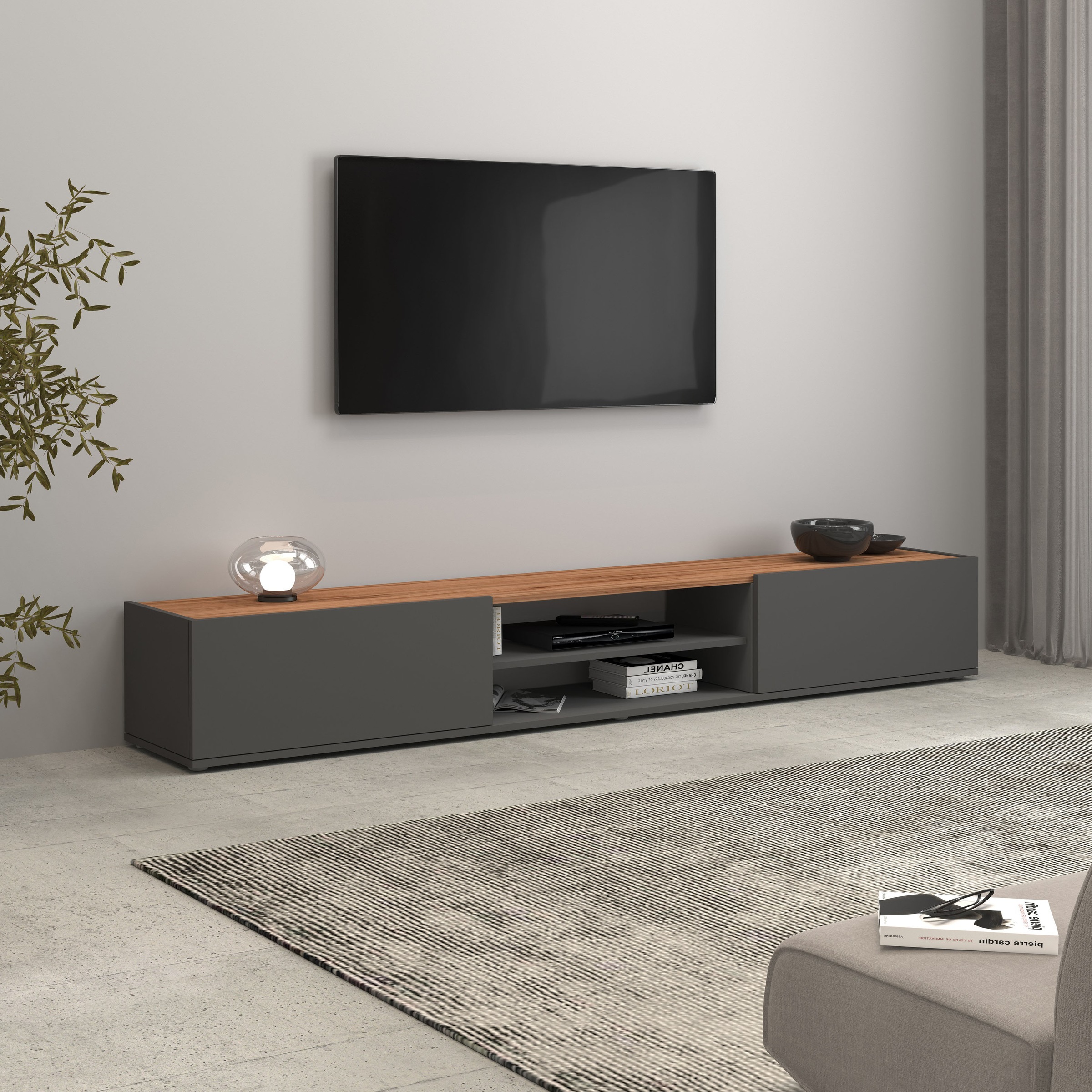INOSIGN Lowboard »Garda,Lowboard,TV-Kommode,TV-Möbel,TV-Bank«, stehend und hängend mit 2 Klappen, 1 Einlegeboden, Breite 210 cm