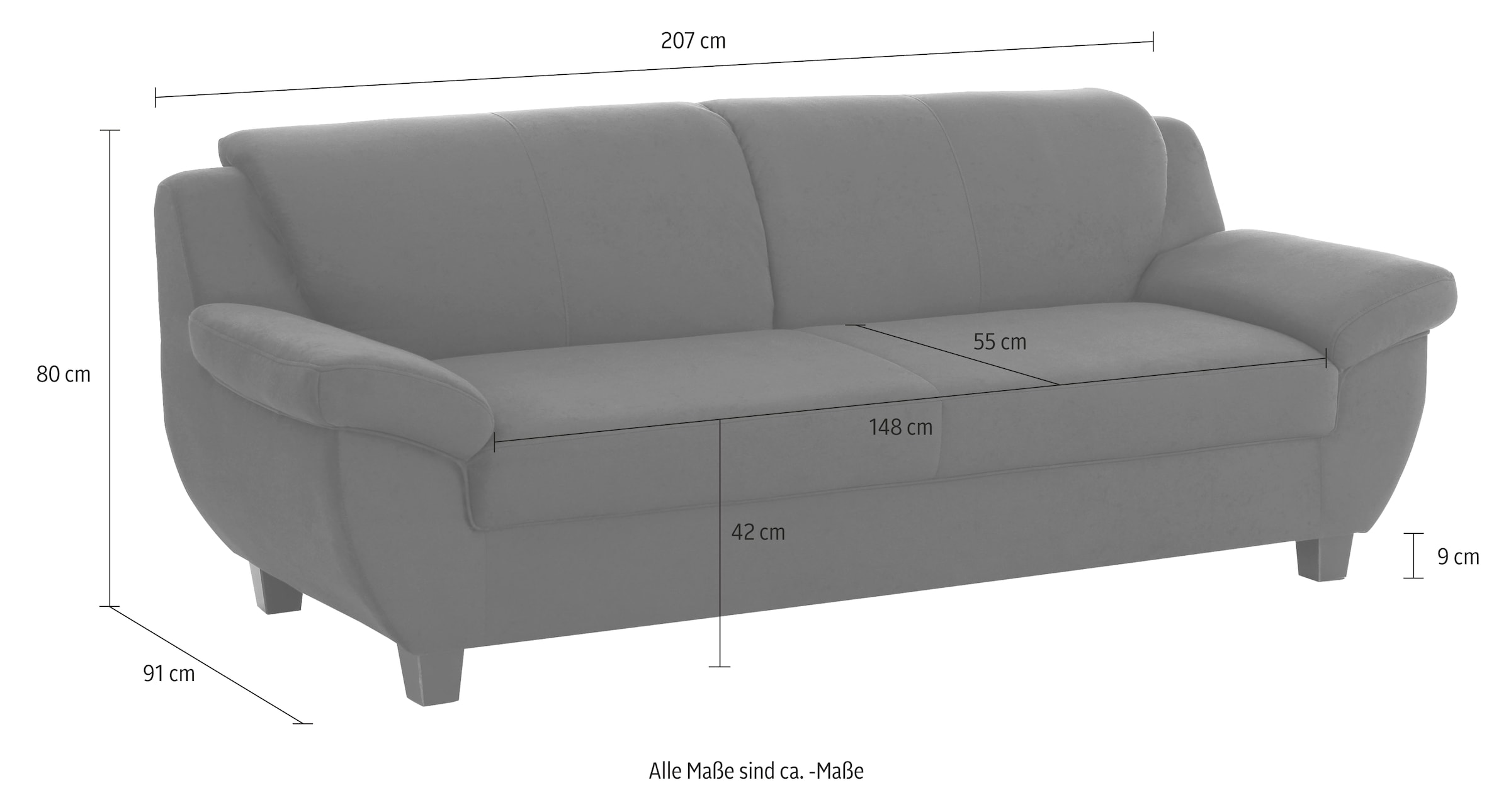 Home affaire 3-Sitzer »Yesterday«, Belastbarkeit bis 140 kg pro Sitzfläche