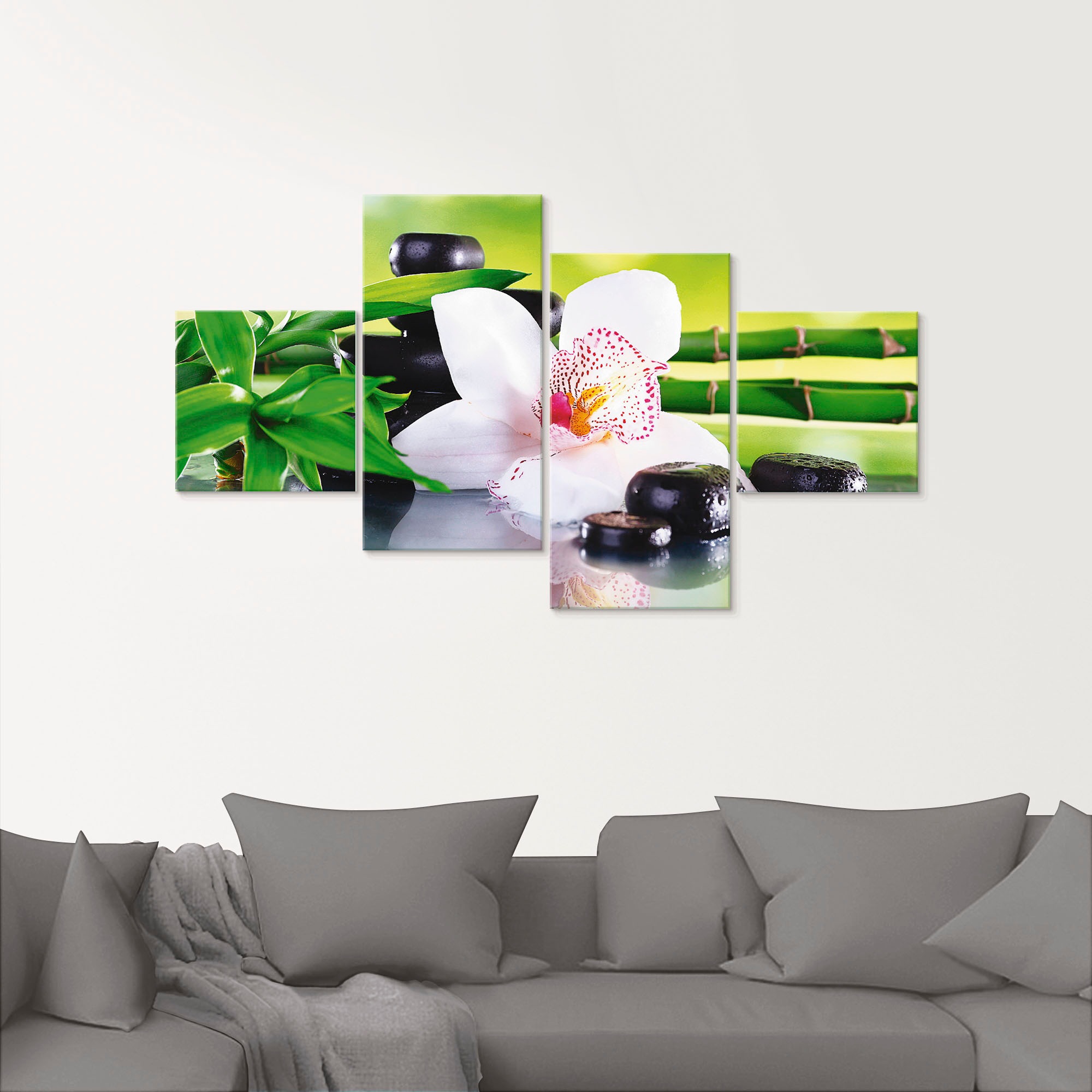 Artland Glasbild »Spa Steine Bambus Zweige Orchidee«, Zen, (4 St.), in verschiedenen Größen